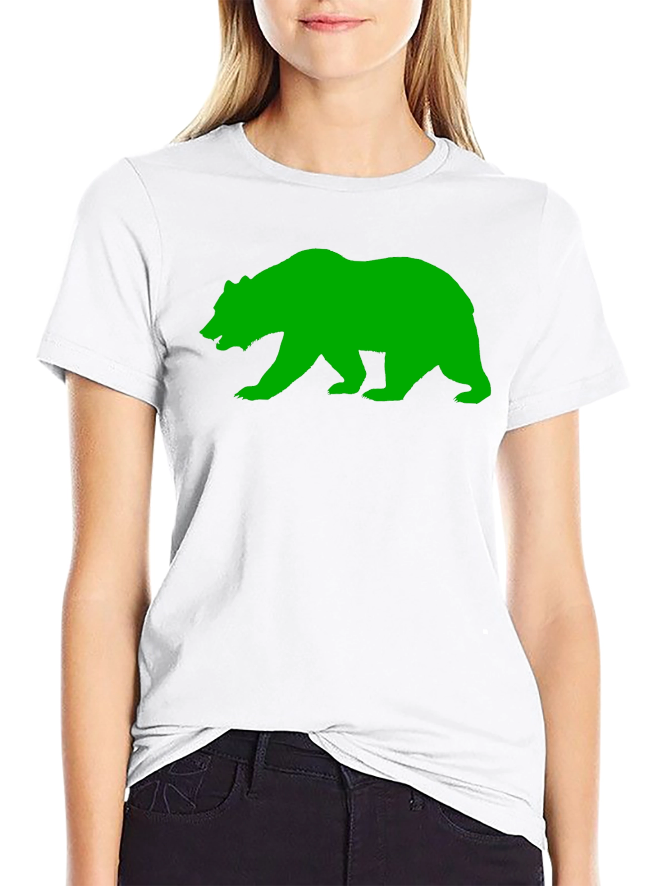 Black T-Shirt with Green Bear Graphic