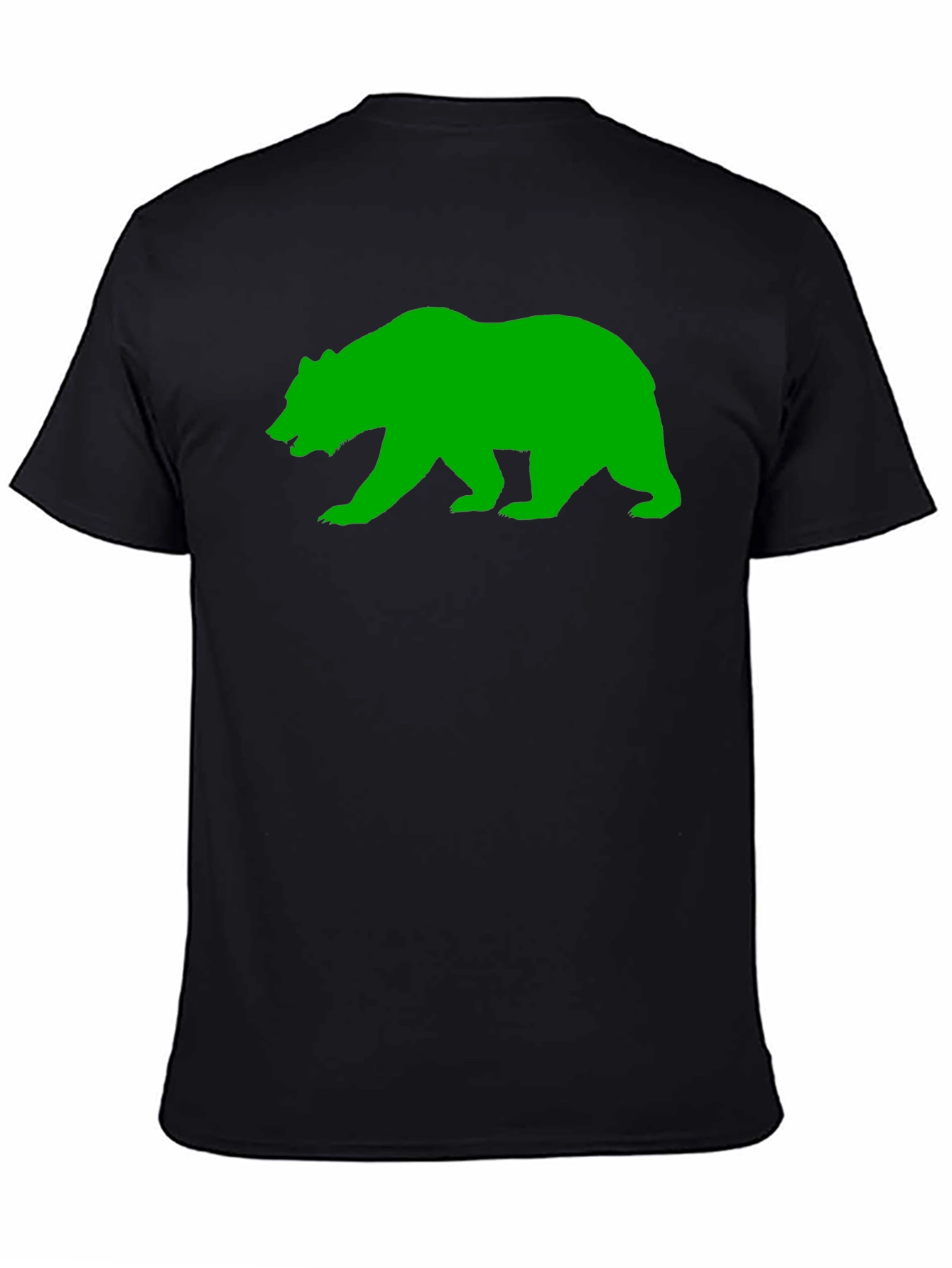 Black T-Shirt with Green Bear Graphic