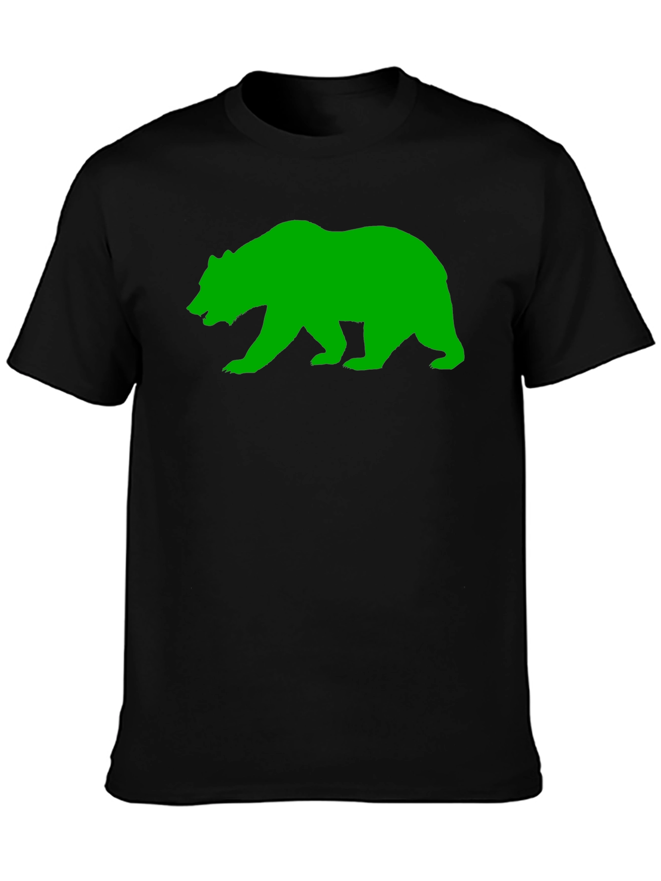 Black T-Shirt with Green Bear Graphic