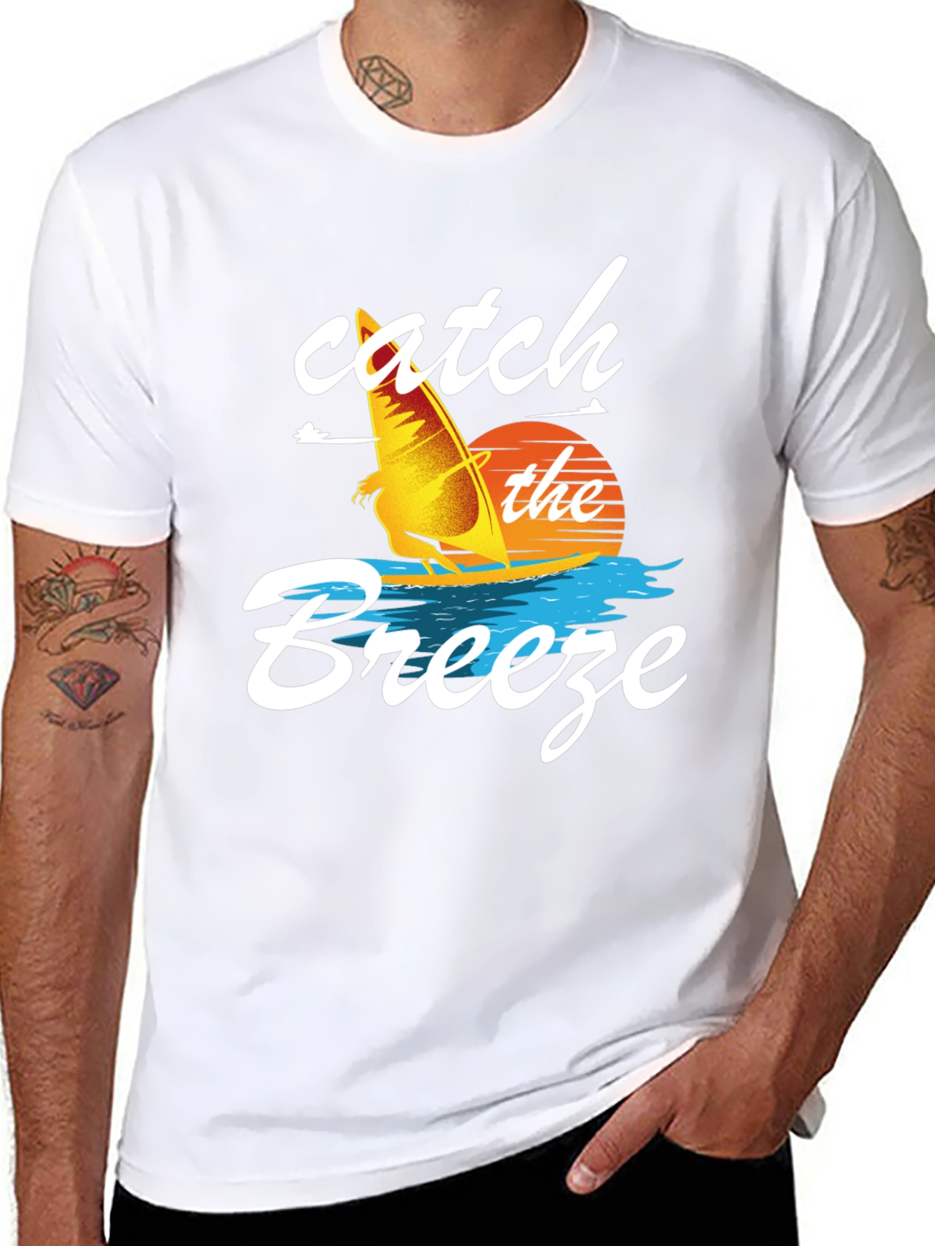 Catch the Breeze Graphic Tee - Windsurfing Design
