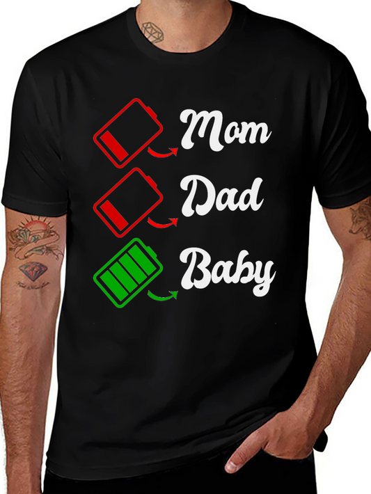 Funny Family Matching T-Shirt: Low Battery Mom Dad Baby