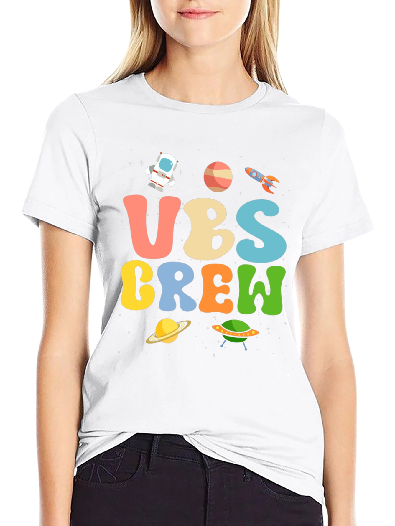 Space-Themed UBS Crew Graphic T-Shirt