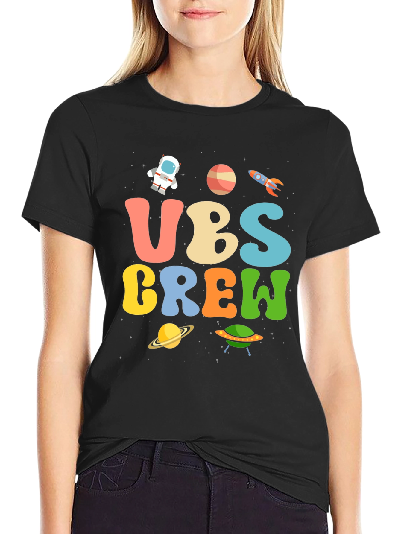 Space-Themed UBS Crew Graphic T-Shirt