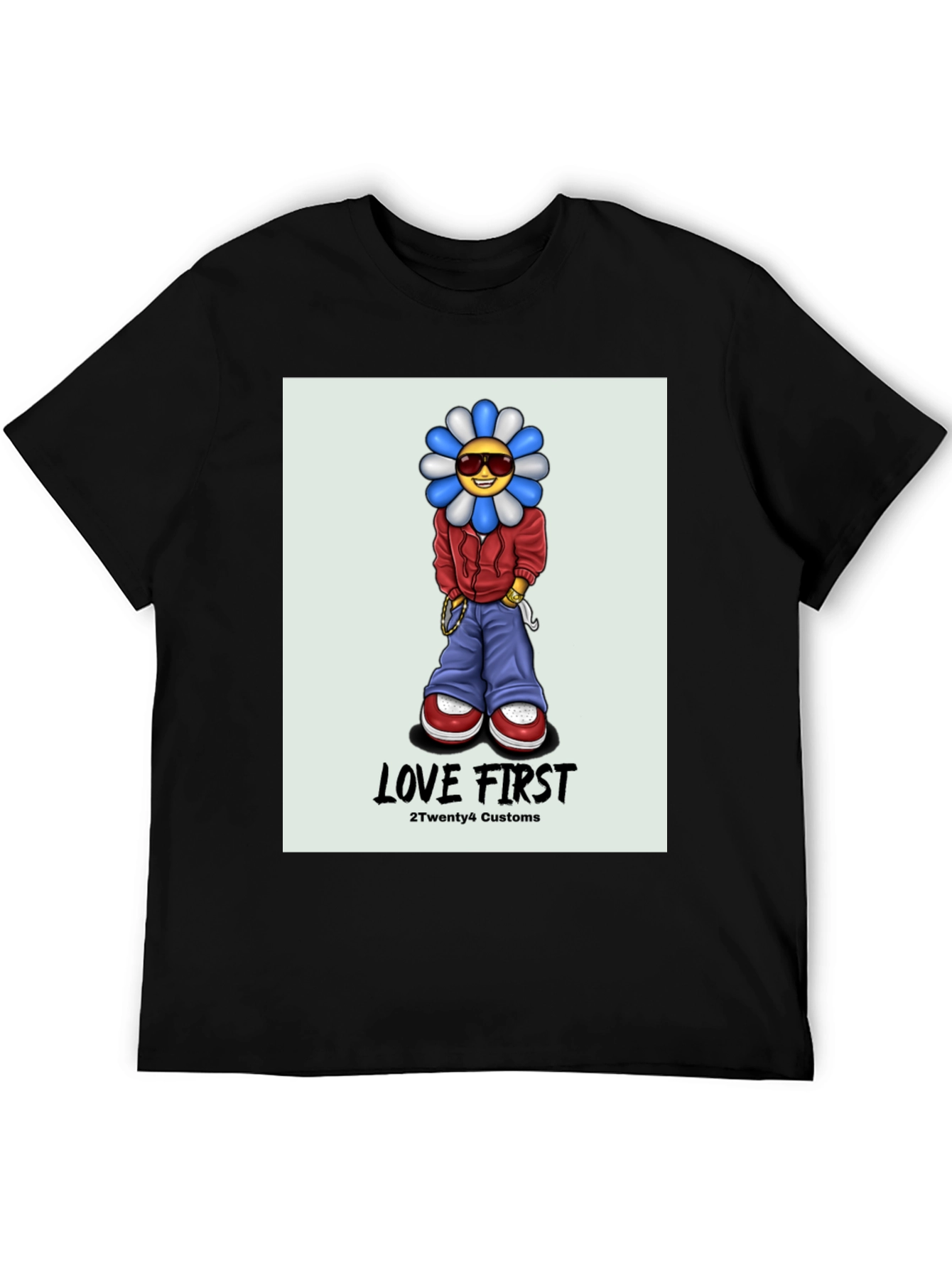 Love First Graphic Tee - Black Cotton T-Shirt
