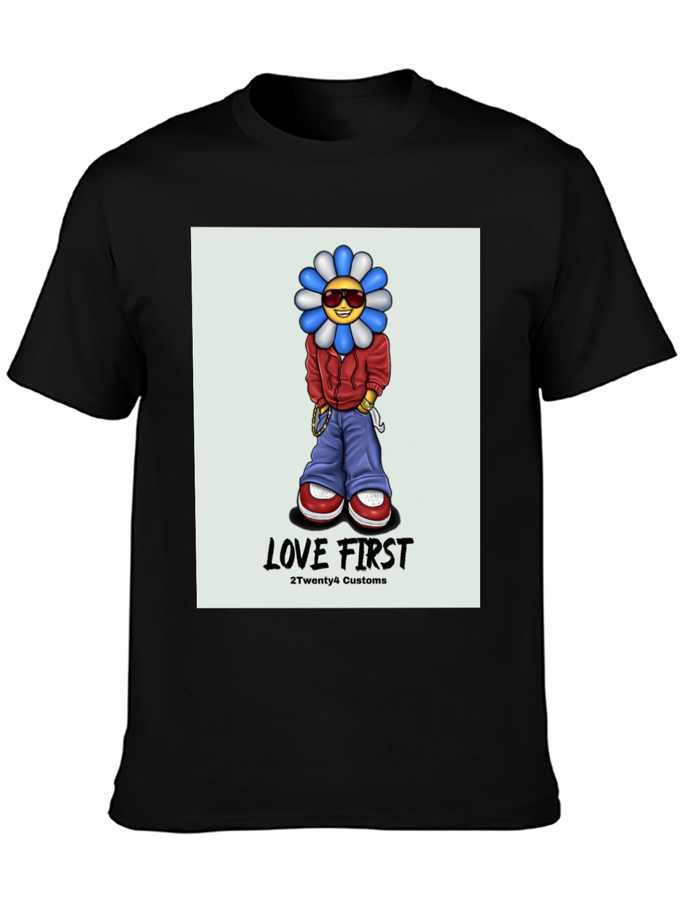 Love First Graphic Tee - Black Cotton T-Shirt