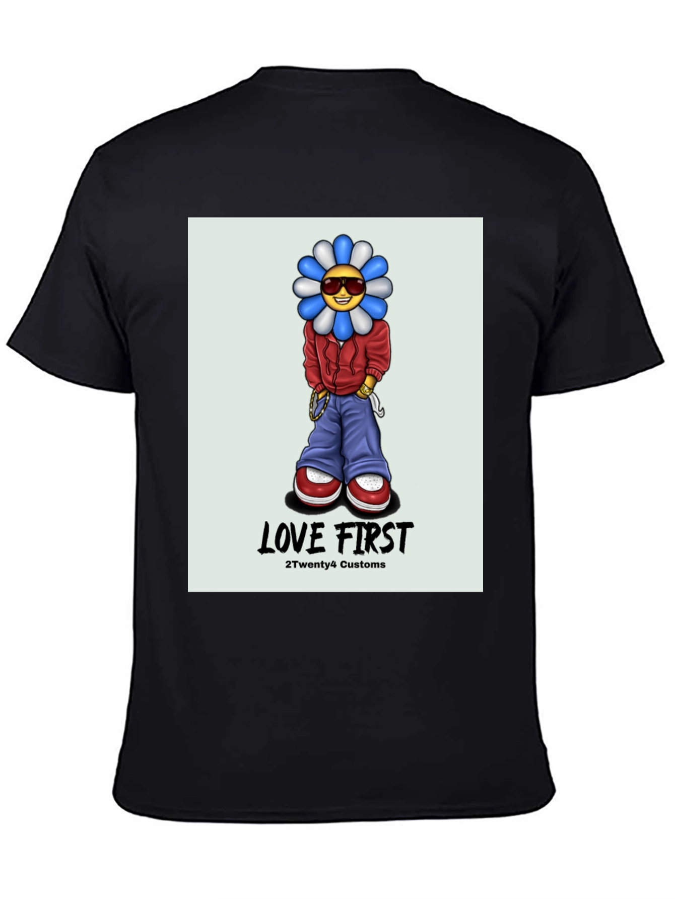 Love First Graphic Tee - Black Cotton T-Shirt