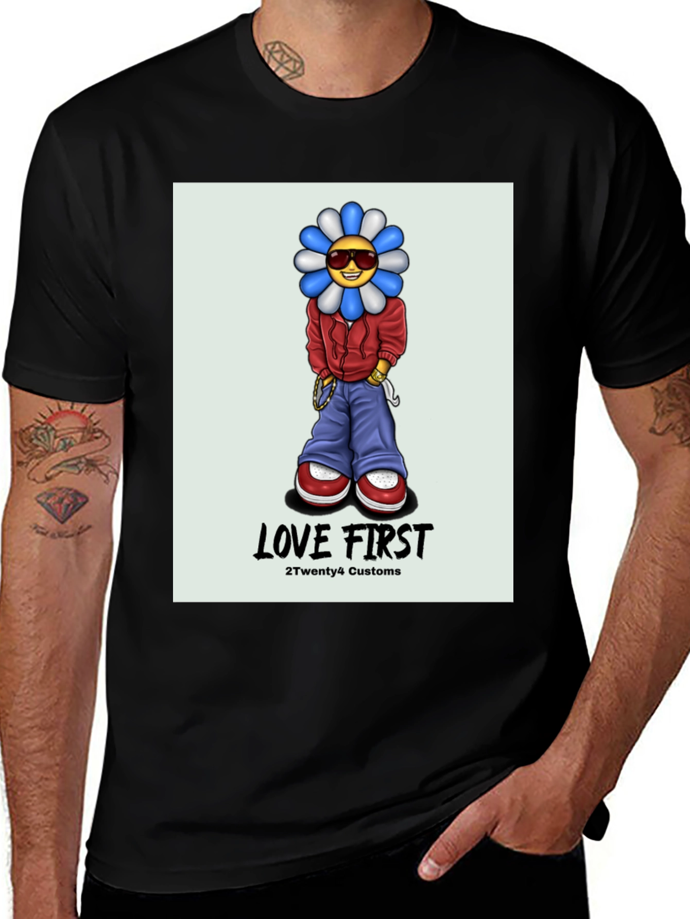 Love First Graphic Tee - Black Cotton T-Shirt