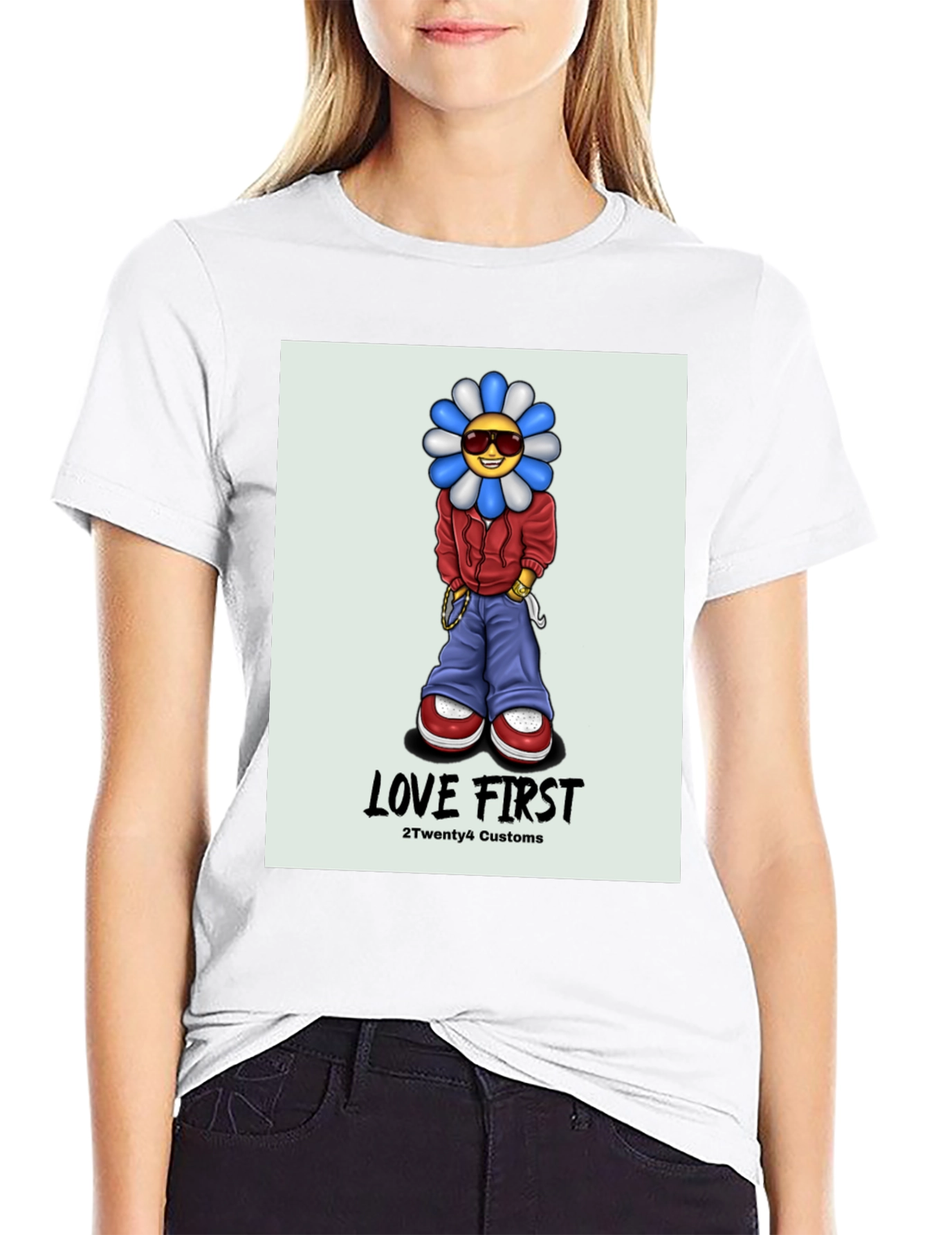 Love First Graphic Tee - Black Cotton T-Shirt