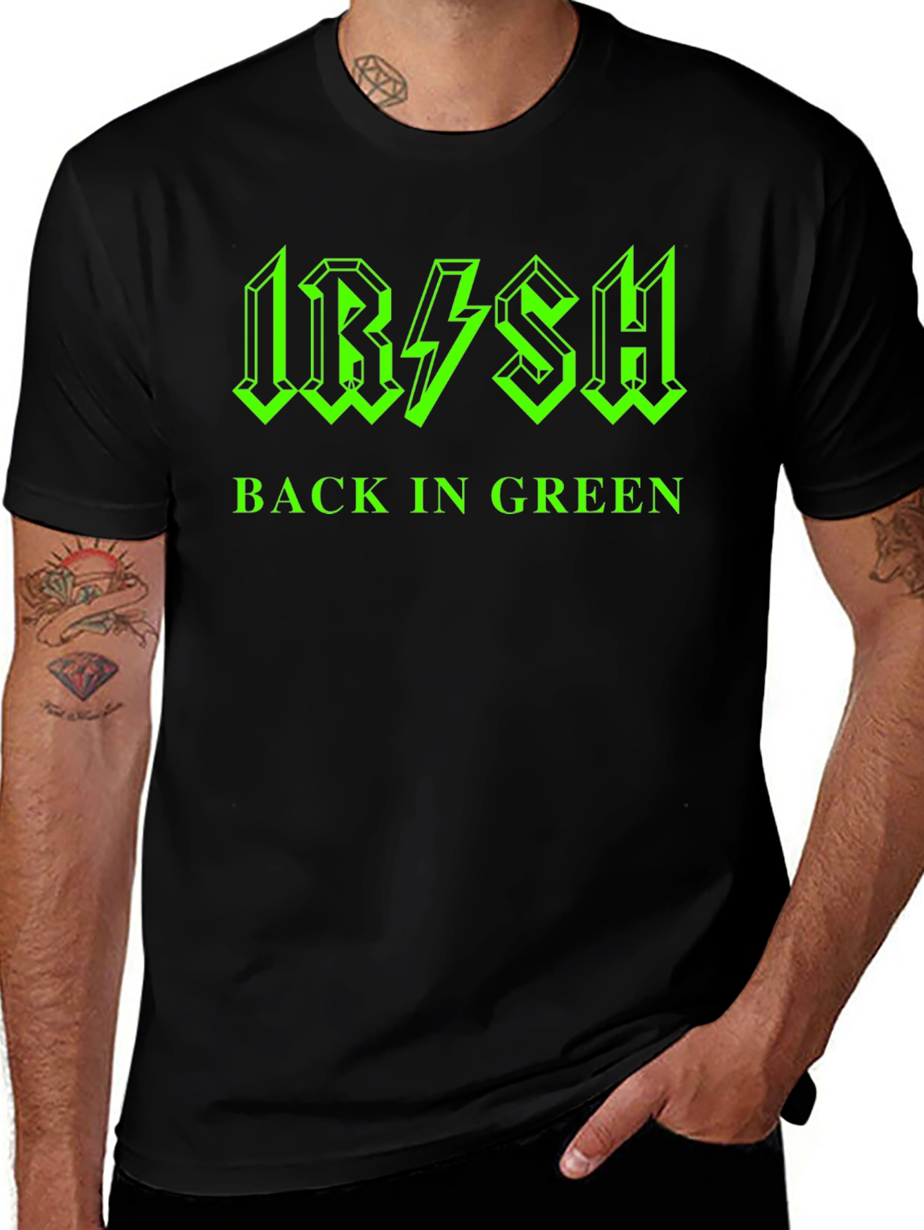 Irish Back in Green Black T-Shirt