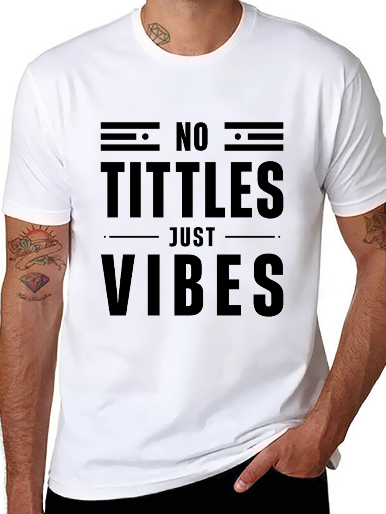 No Tittles Just Vibes Black Graphic Tee