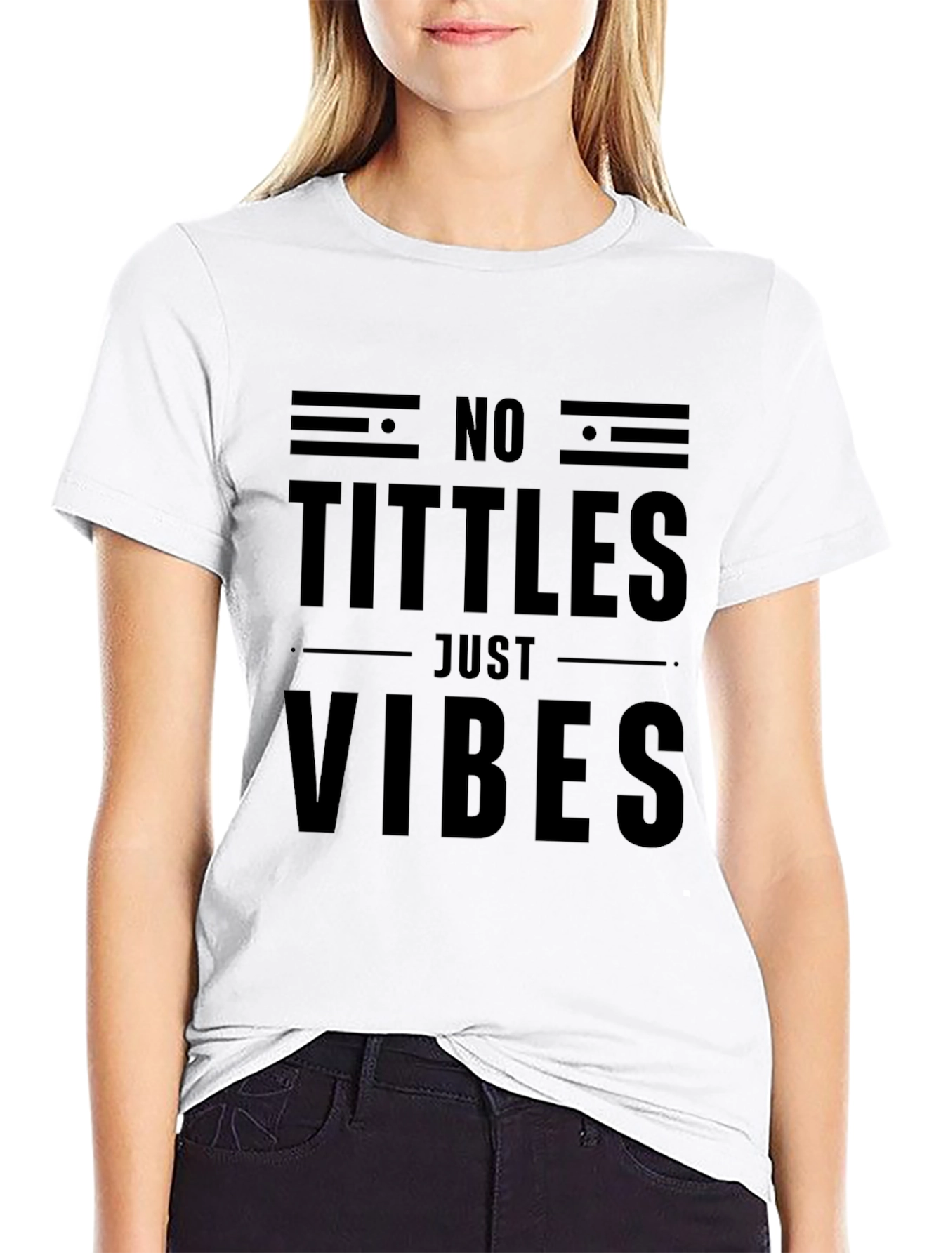 No Tittles Just Vibes Black Graphic Tee
