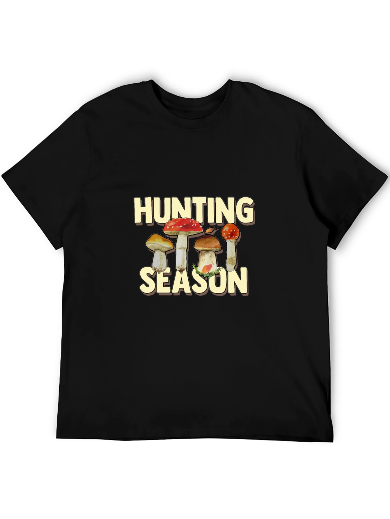 Hunting Season Mushroom Graphic Tee - Black