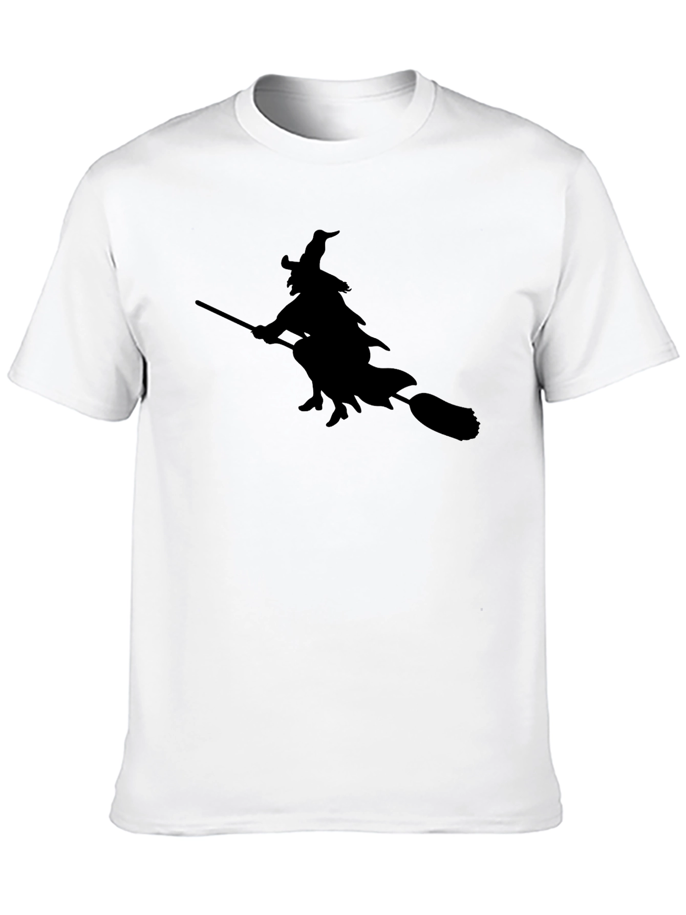 Witch on Broom T-Shirt - Black Tee