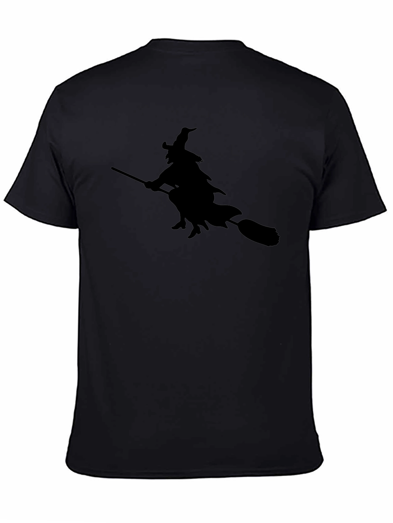 Witch on Broom T-Shirt - Black Tee