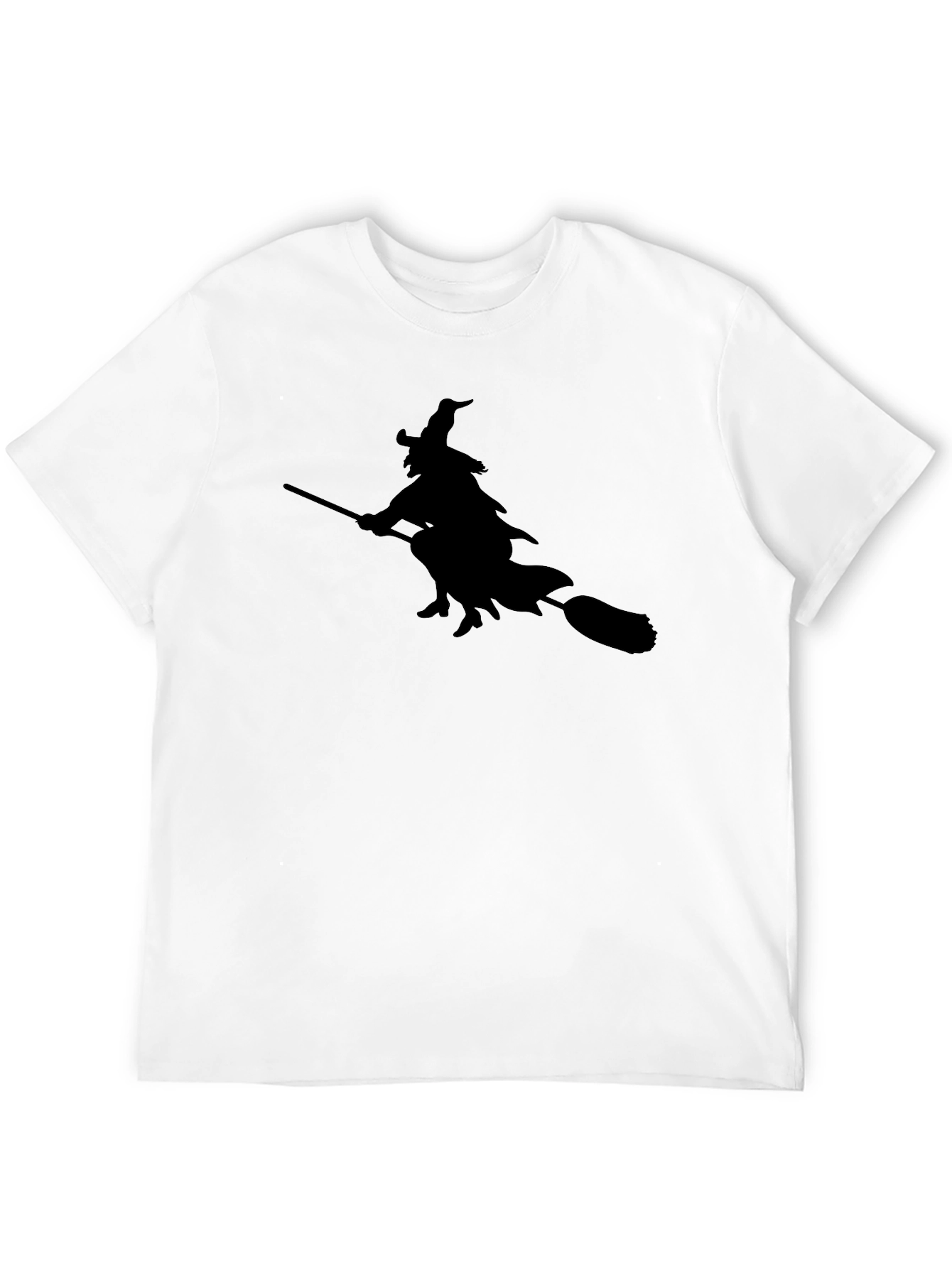 Witch on Broom T-Shirt - Black Tee