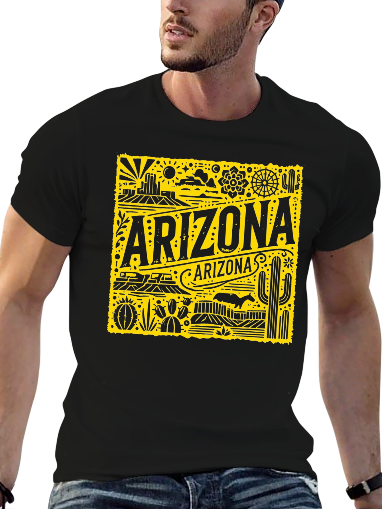 Arizona Graphic Print Black T-Shirt