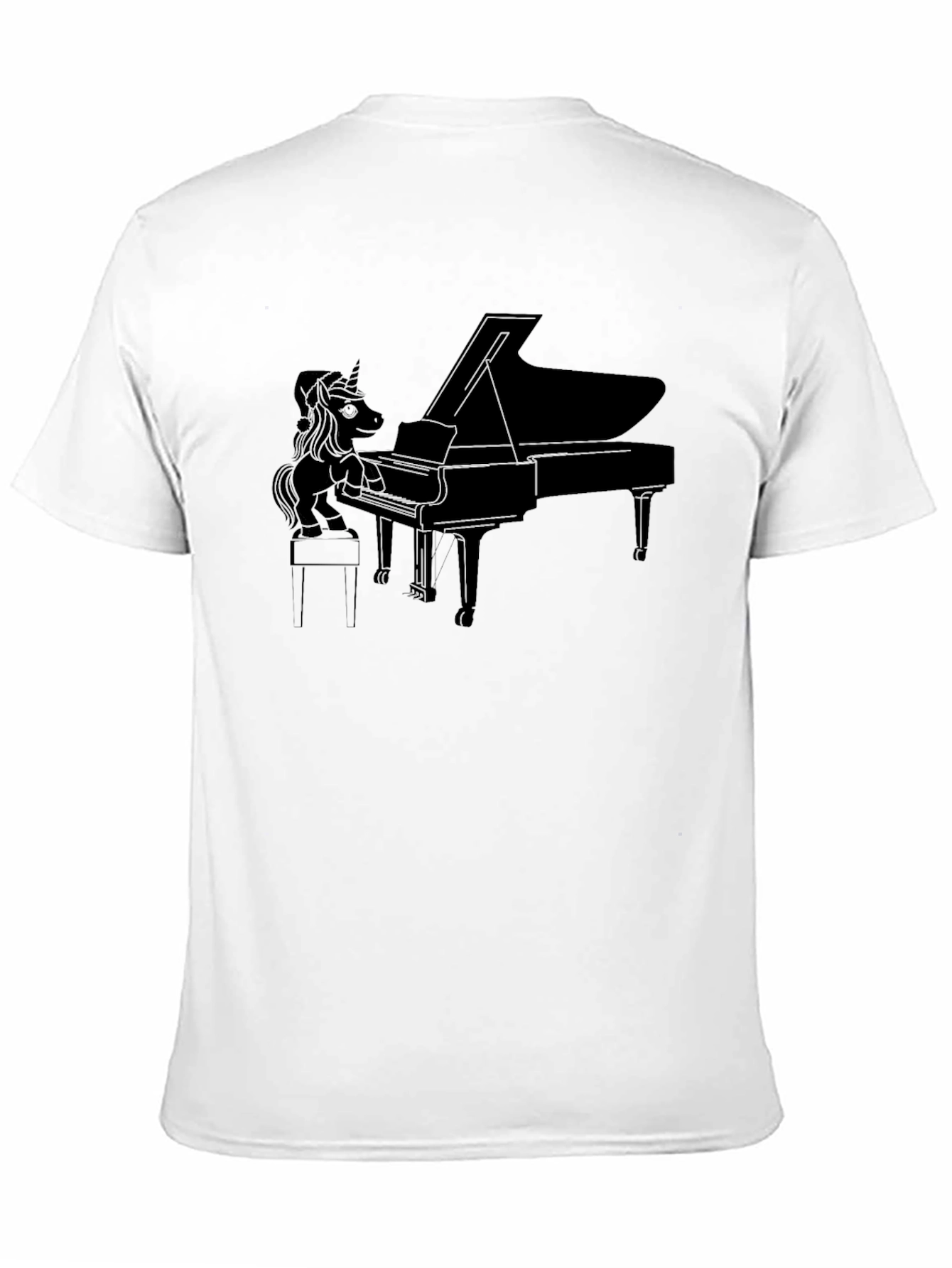 Unicorn Piano Player Black T-Shirt