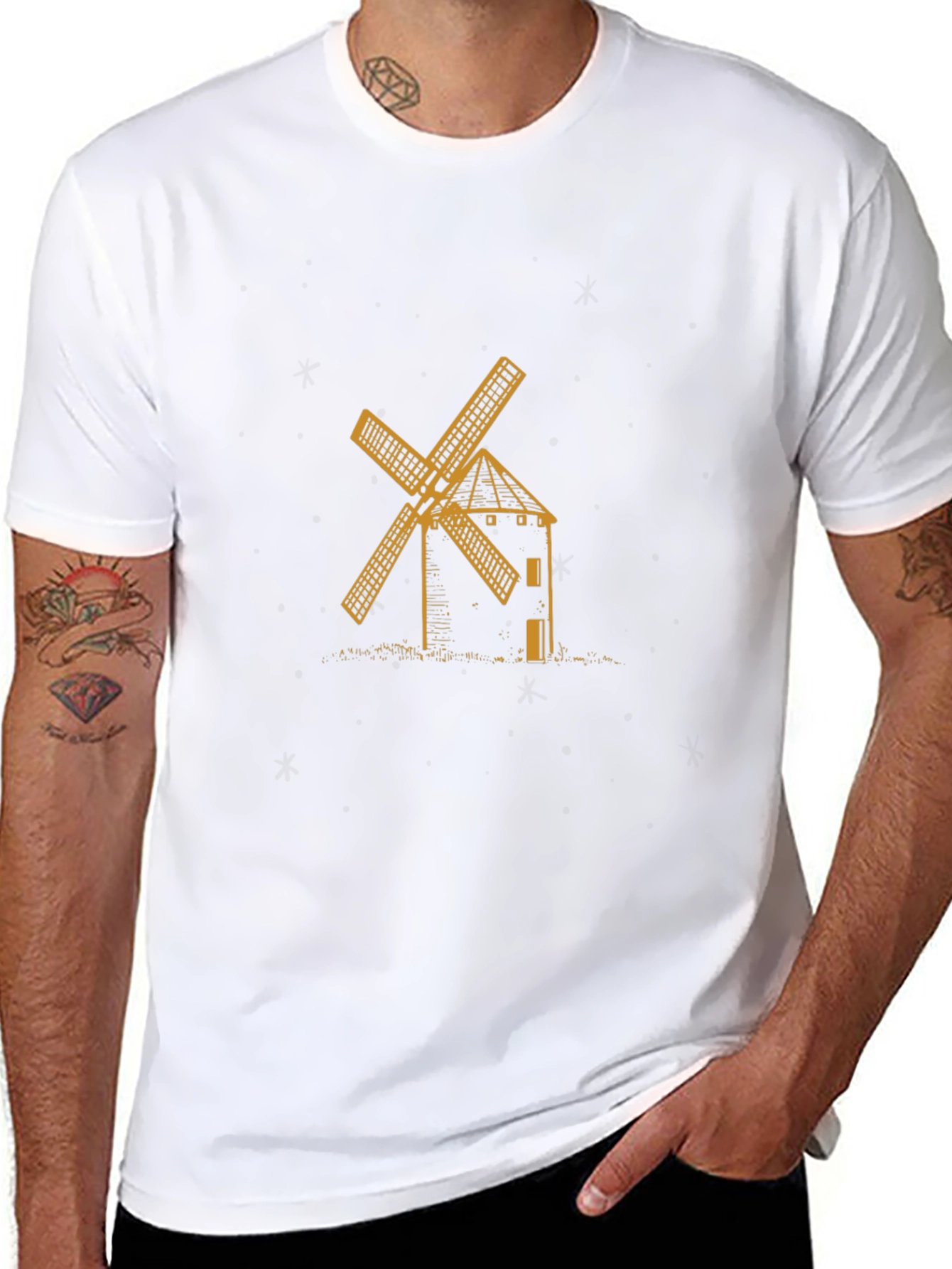 Windmill Graphic Tee - Stylish Black Cotton T-Shirt