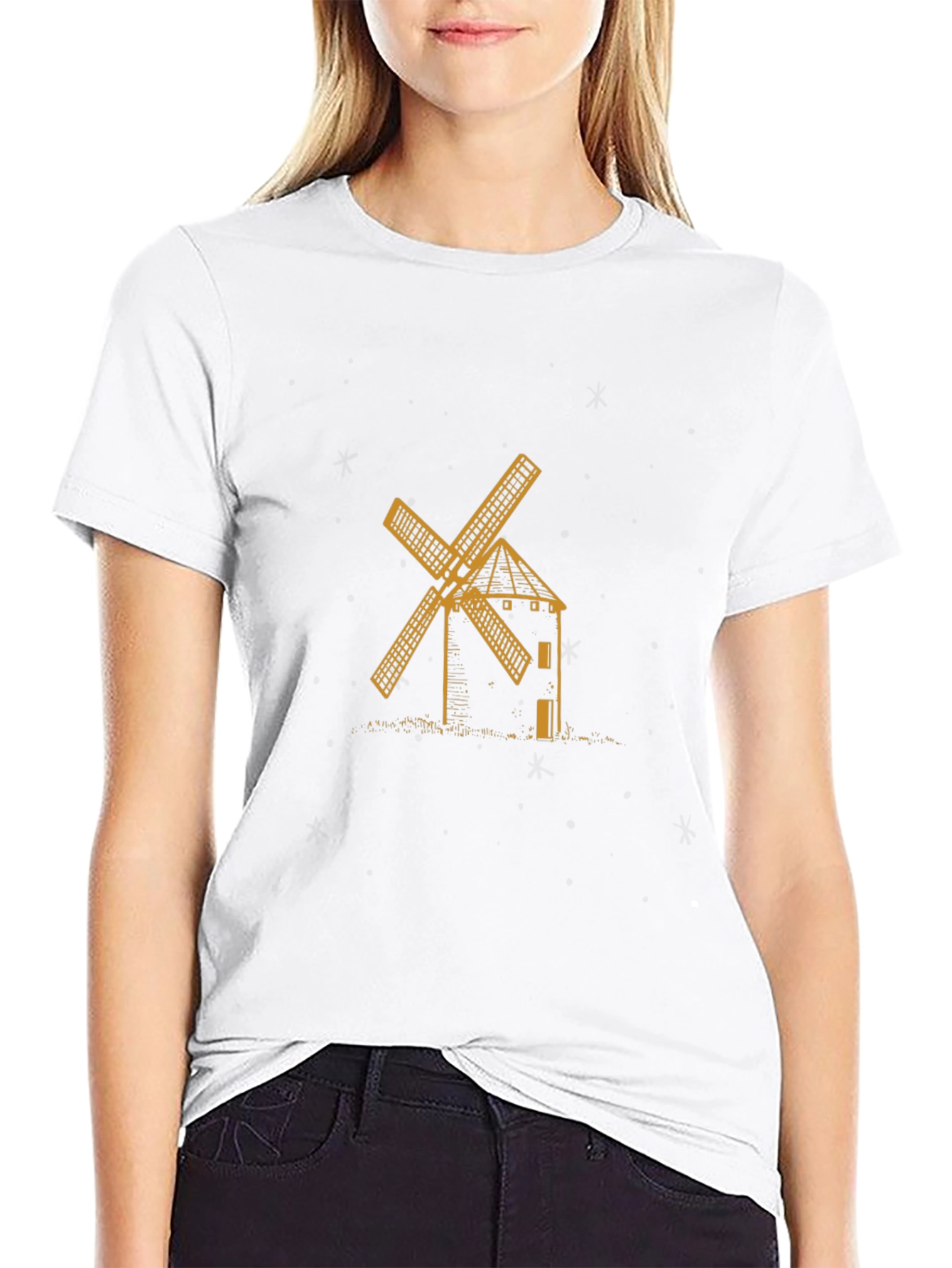 Windmill Graphic Tee - Stylish Black Cotton T-Shirt