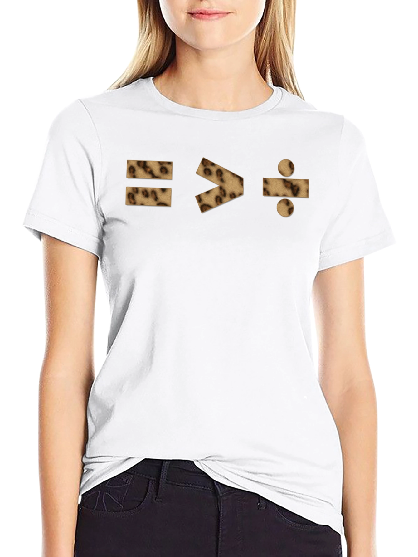 Equal Greater Than Divide Leopard Print Tee