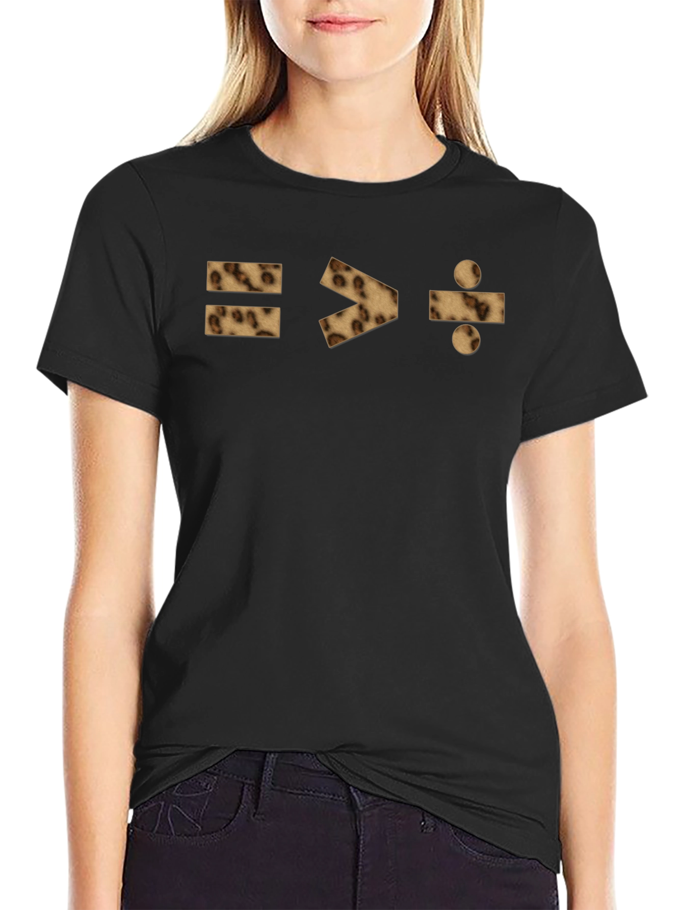 Equal Greater Than Divide Leopard Print Tee