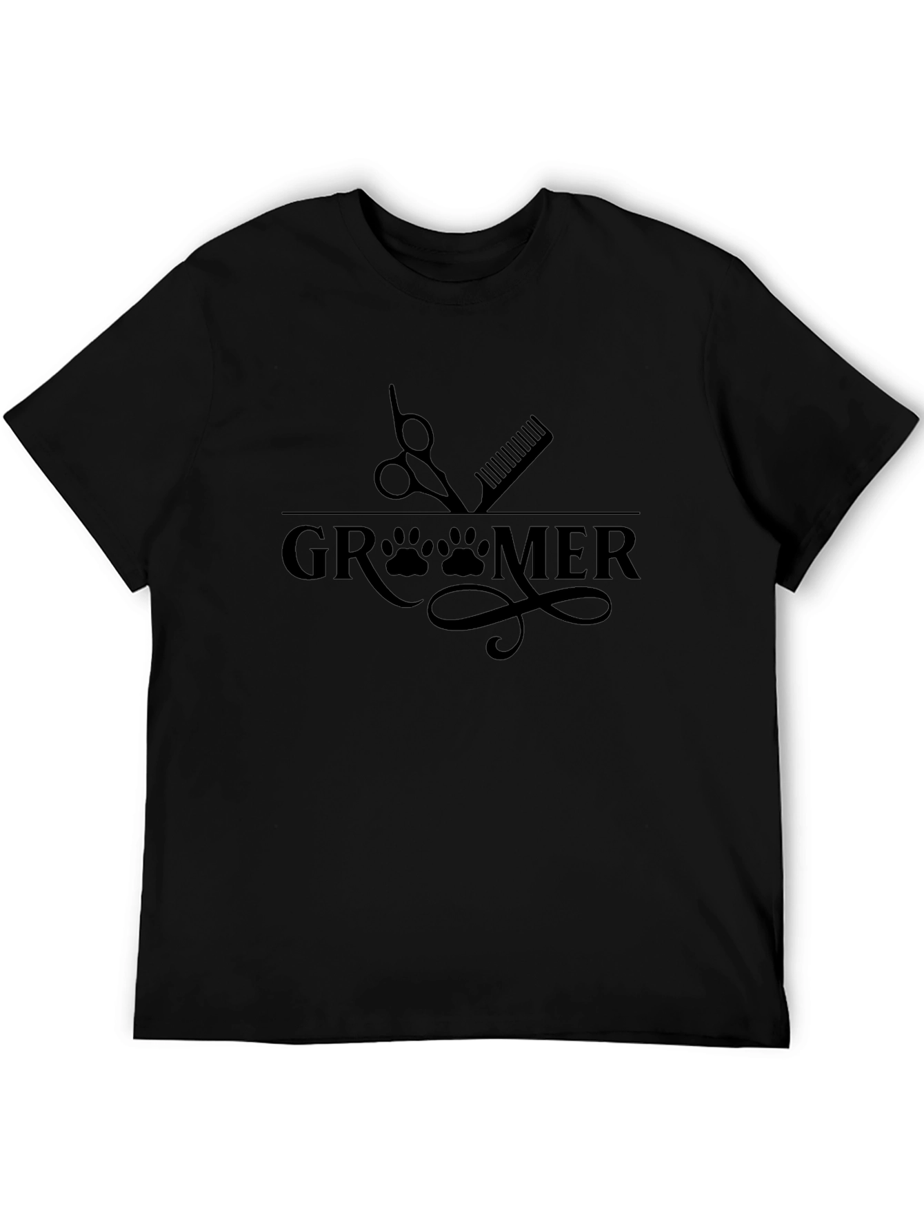 Groomer Graphic T-Shirt Dog Paw Prints Pet Grooming