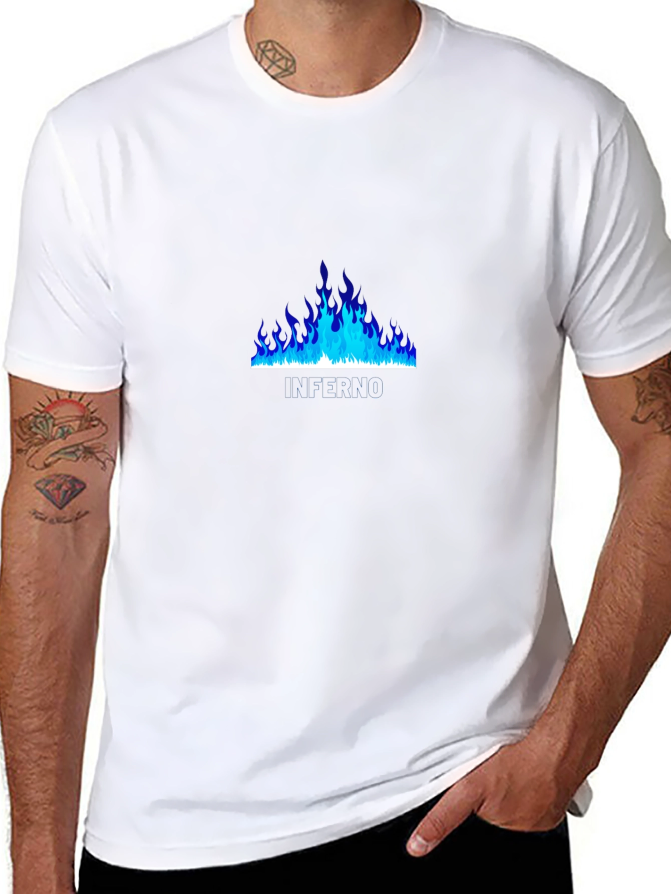 Blue Flame Graphic Black T-Shirt