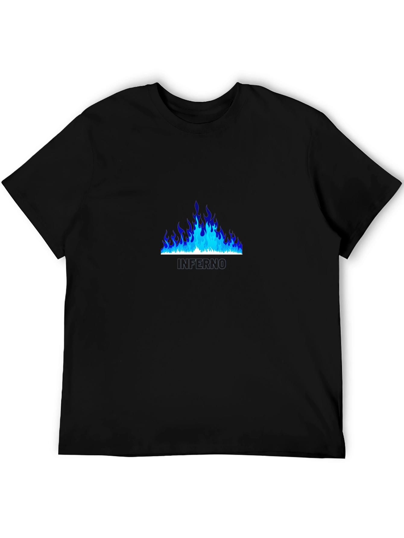 Blue Flame Graphic Black T-Shirt