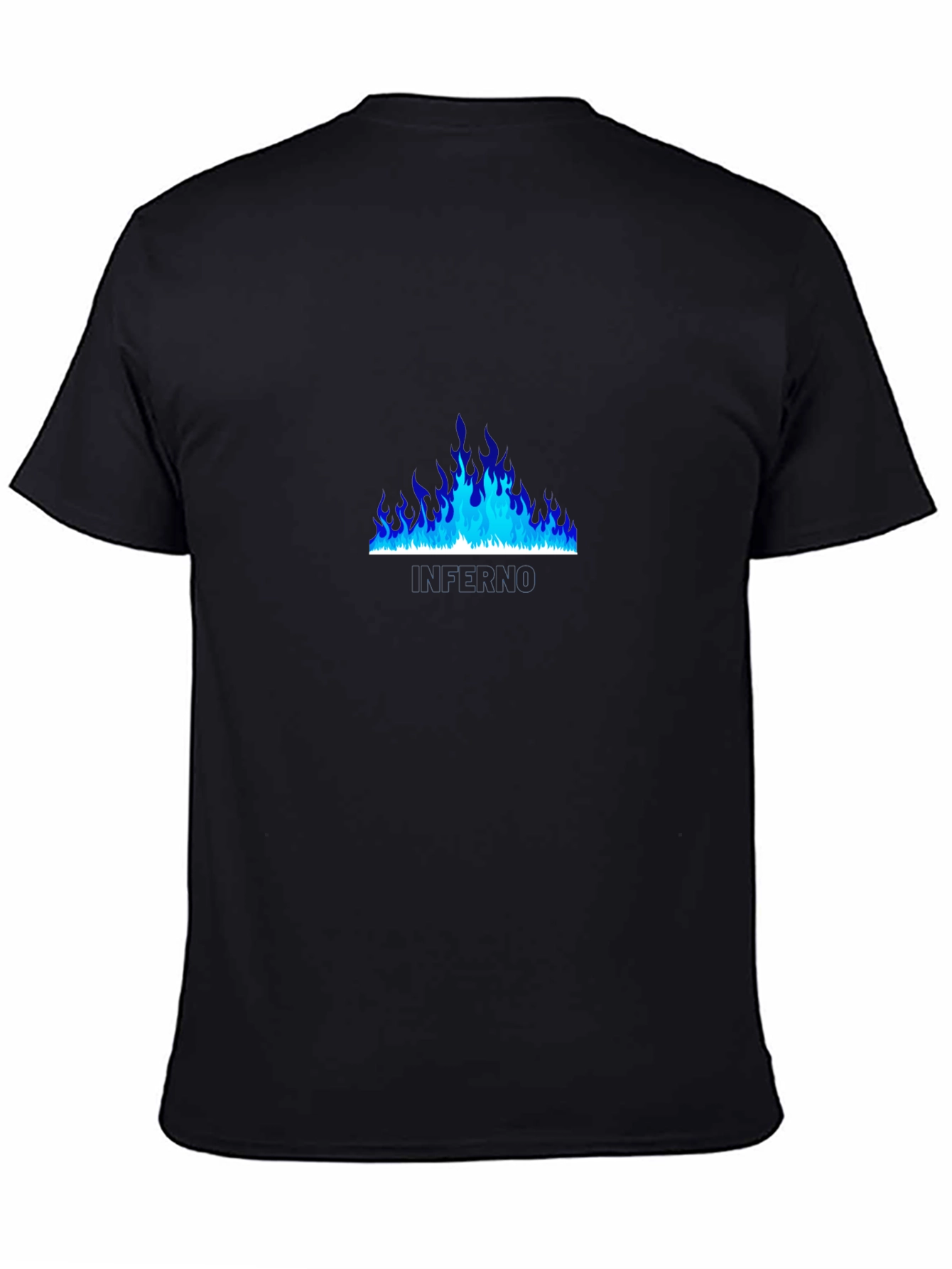 Blue Flame Graphic Black T-Shirt