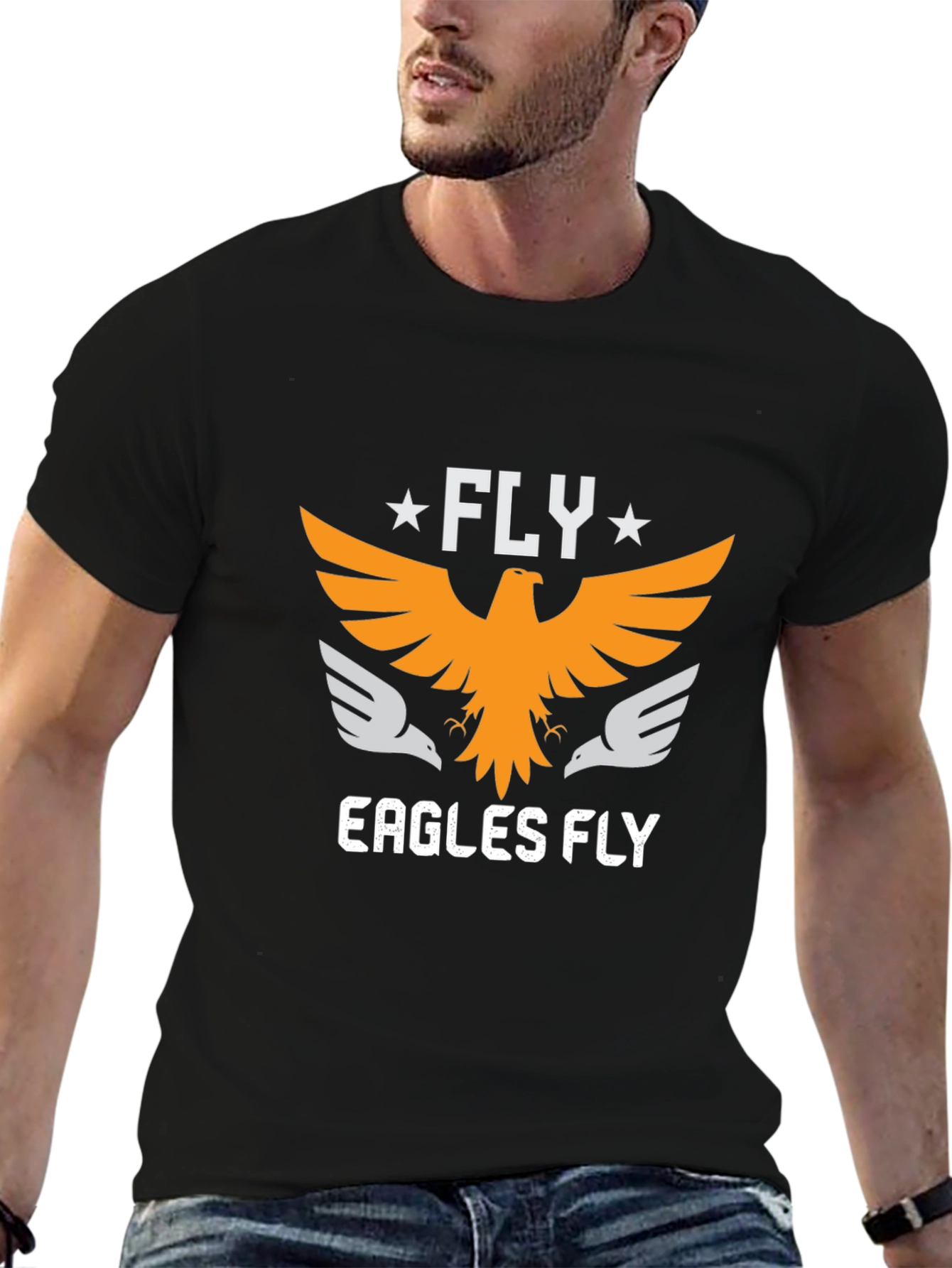 Fly Eagles Fly Black Graphic Tee