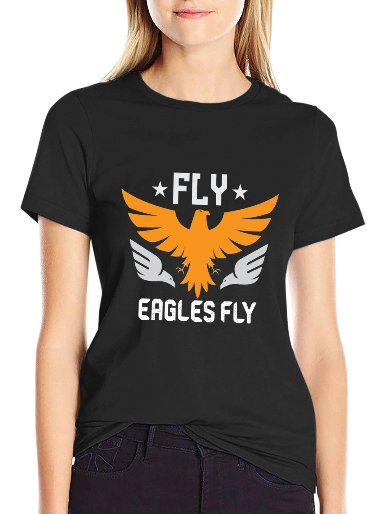 Fly Eagles Fly Black Graphic Tee
