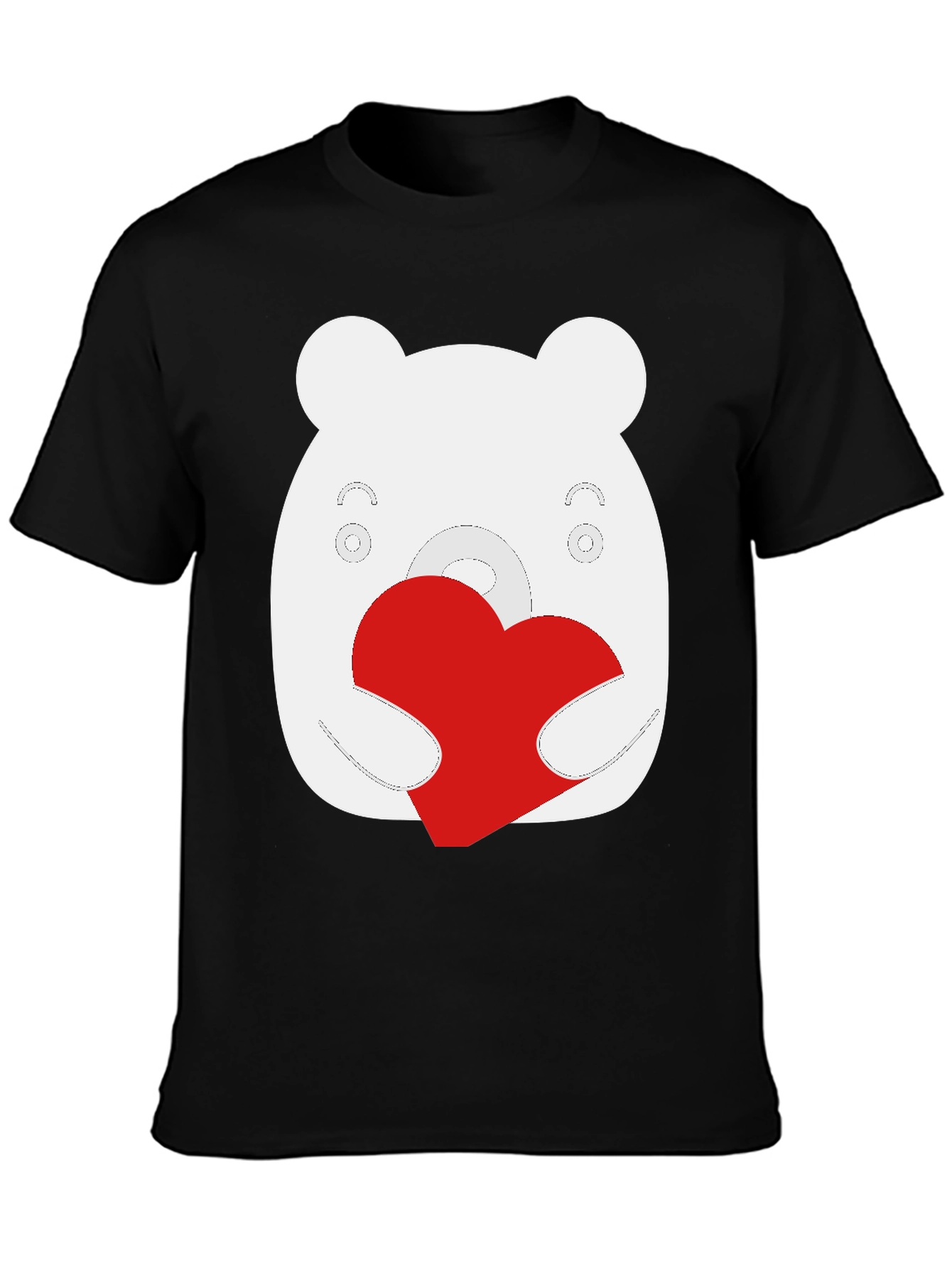 Cute Bear Heart Graphic Black T-Shirt