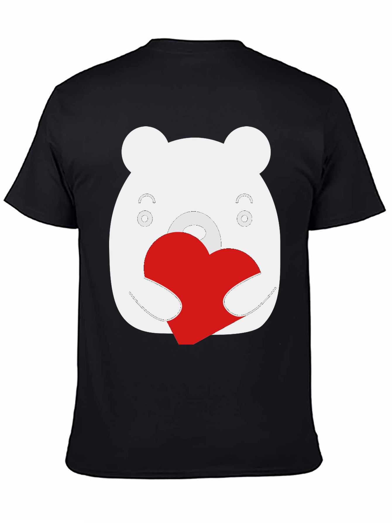 Cute Bear Heart Graphic Black T-Shirt