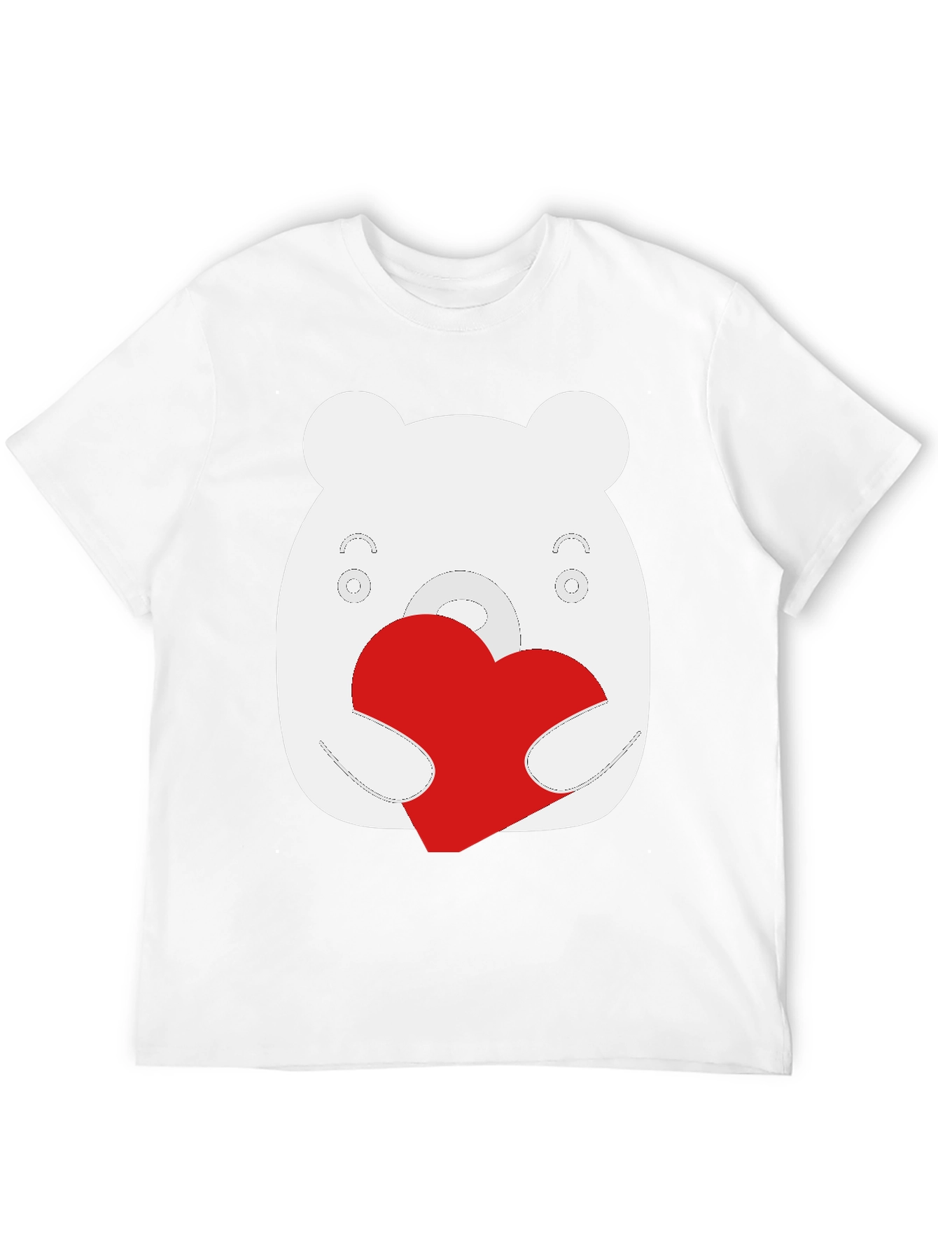 Cute Bear Heart Graphic Black T-Shirt