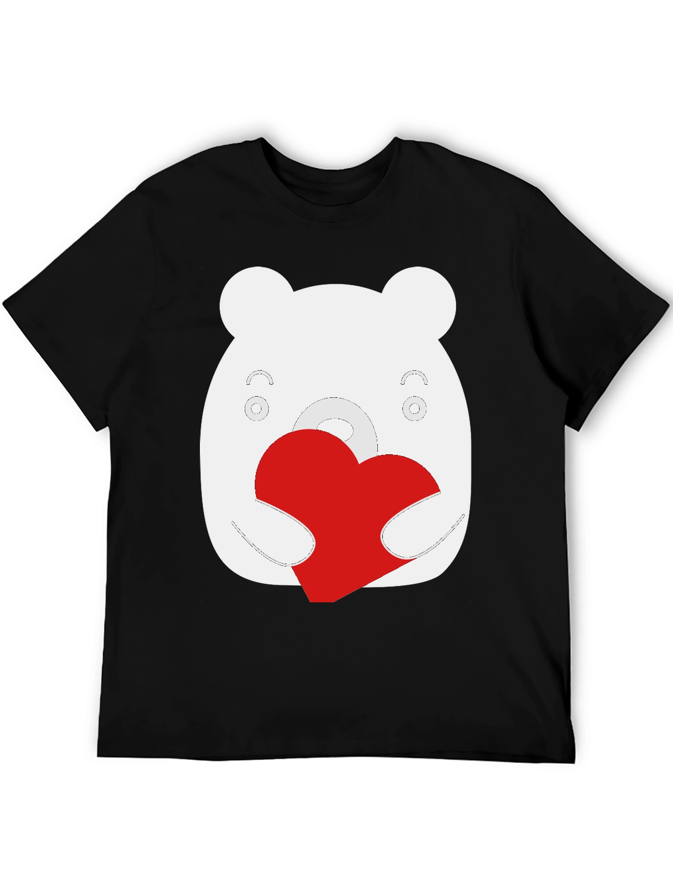 Cute Bear Heart Graphic Black T-Shirt