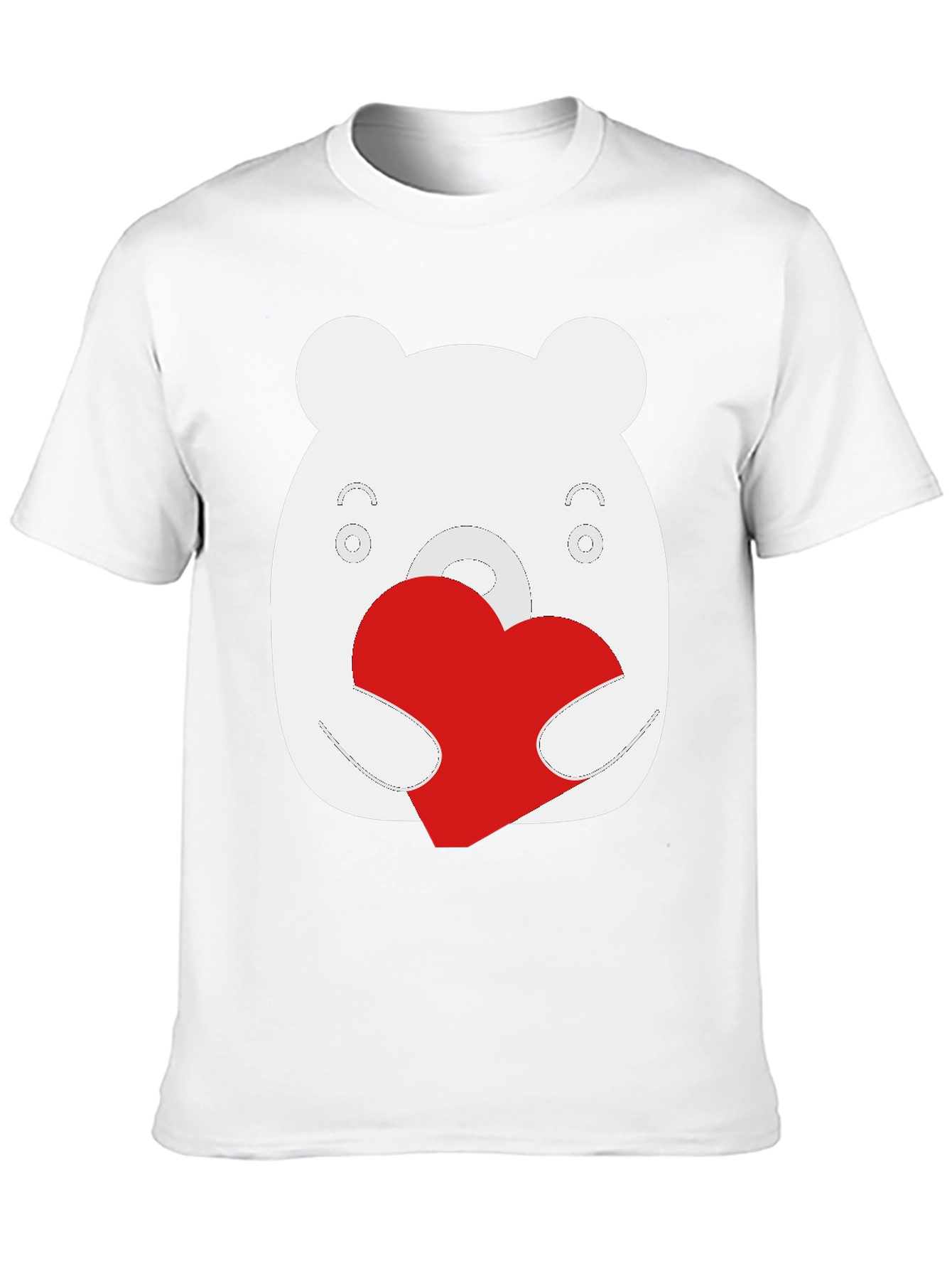 Cute Bear Heart Graphic Black T-Shirt