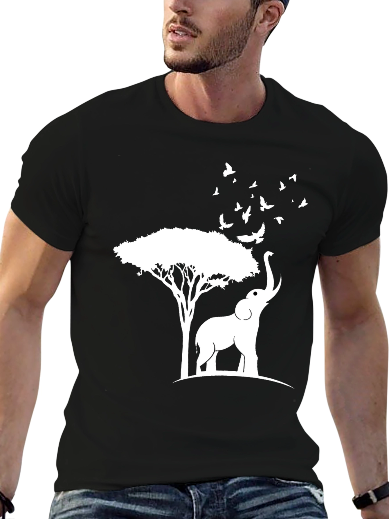 Elephant and Tree Graphic Tee - Nature Inspired Design