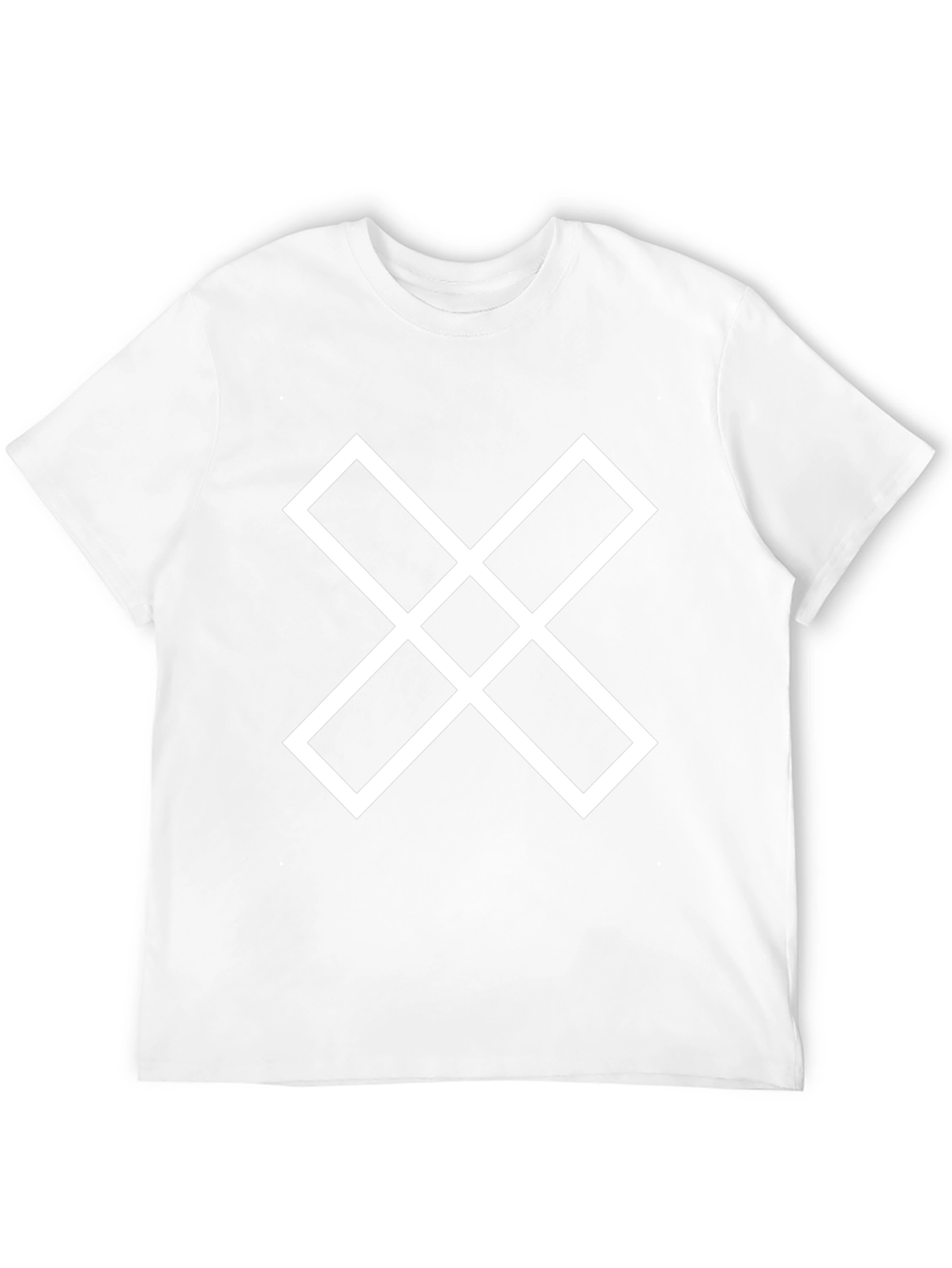 Geometric White Cross Design Black T-Shirt