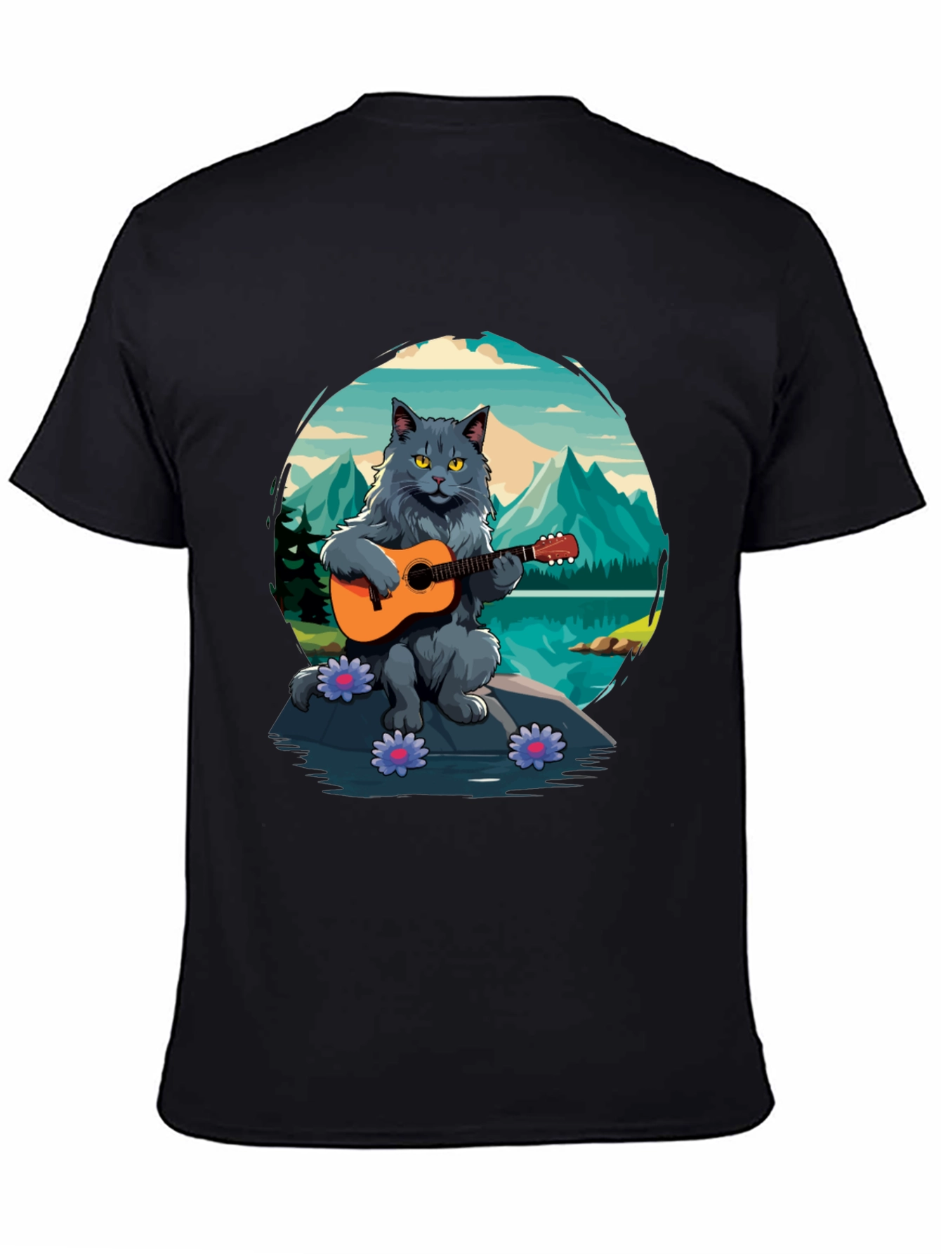Cat Guitarist Graphic Tee - Playful & Unique Design