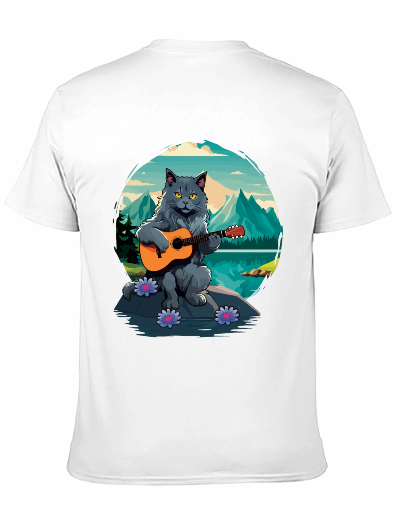 Cat Guitarist Graphic Tee - Playful & Unique Design