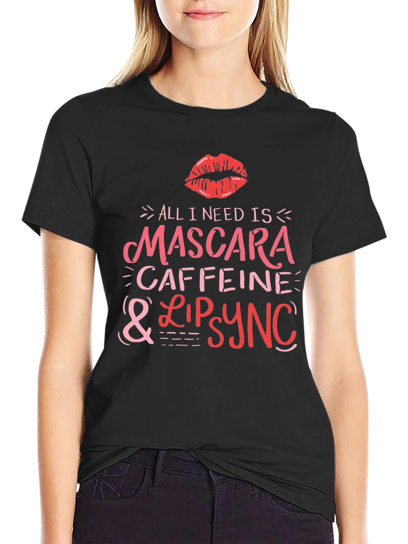 Mascara Caffeine Lipsync Black Graphic T-Shirt