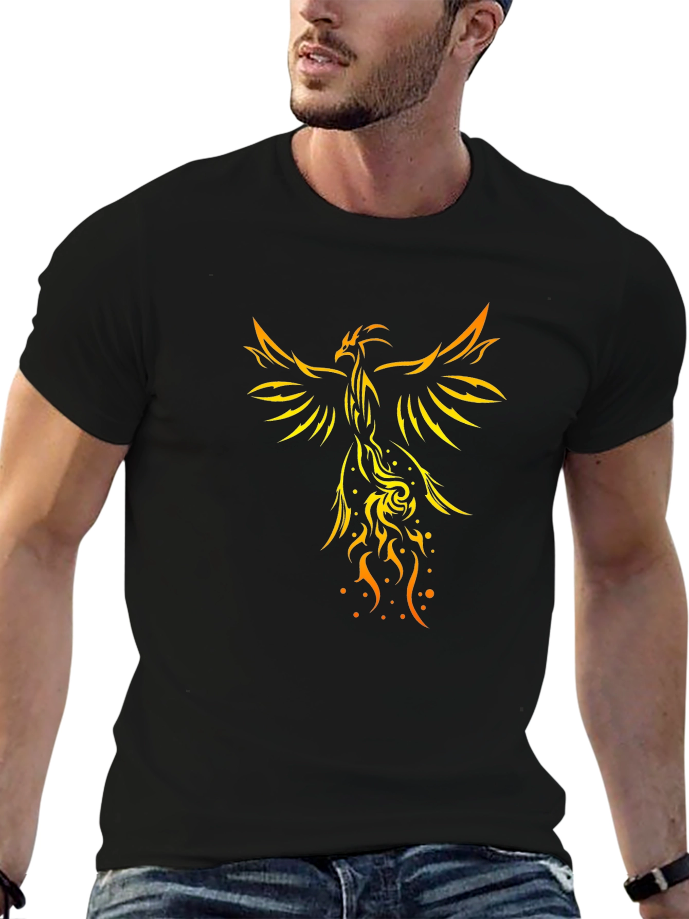 Phoenix Graphic Print Black T-Shirt