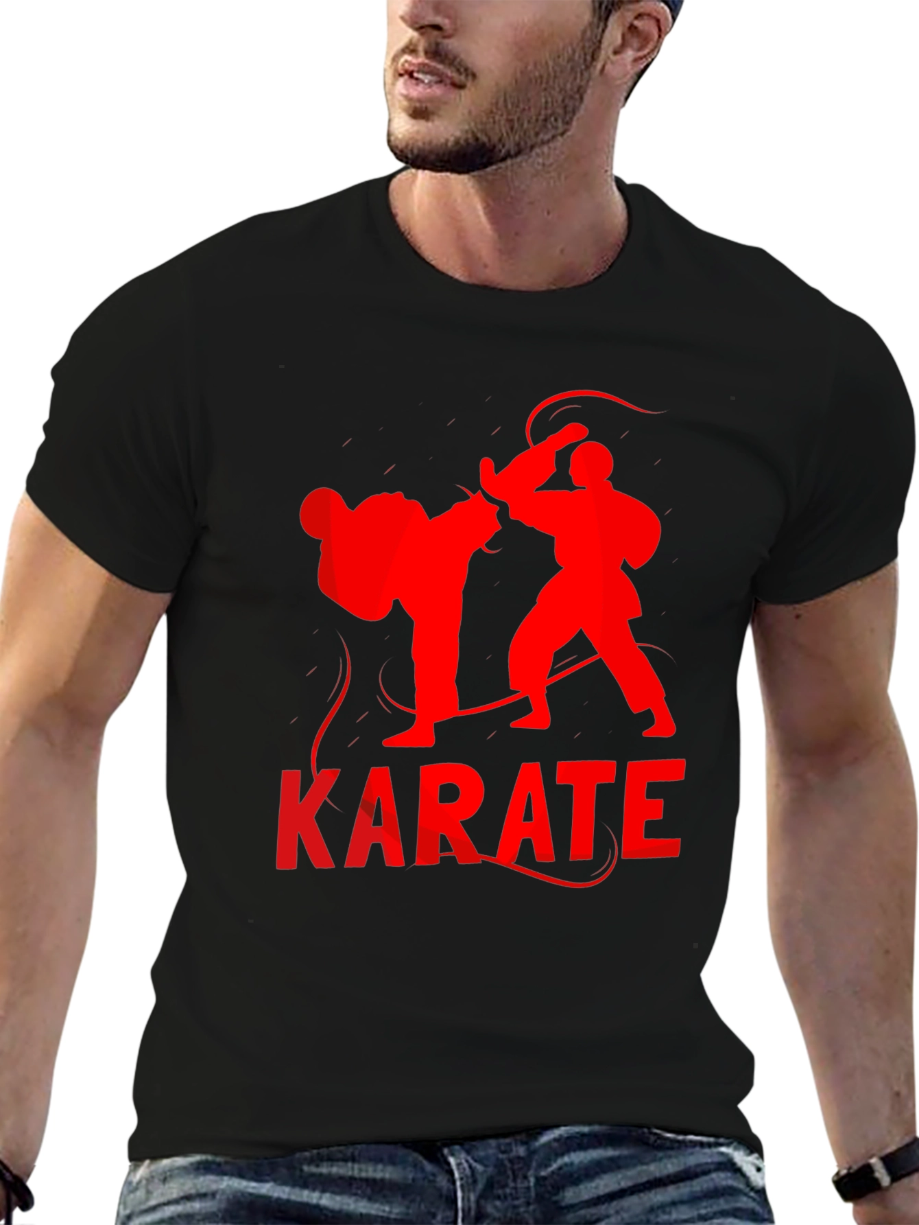 Karate Silhouette Graphic Tee - Black T-Shirt