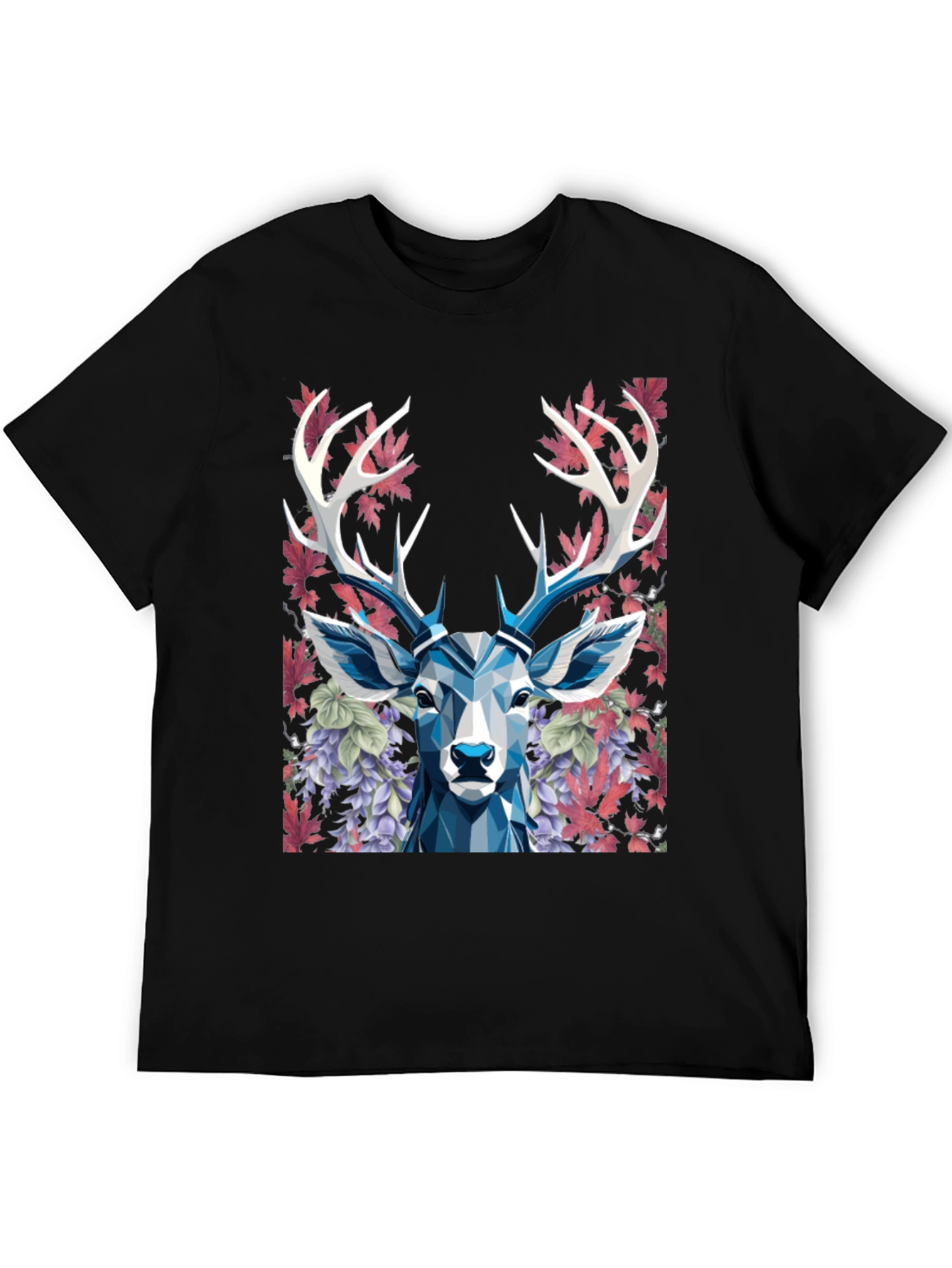 Geometric Deer Floral Graphic T-Shirt