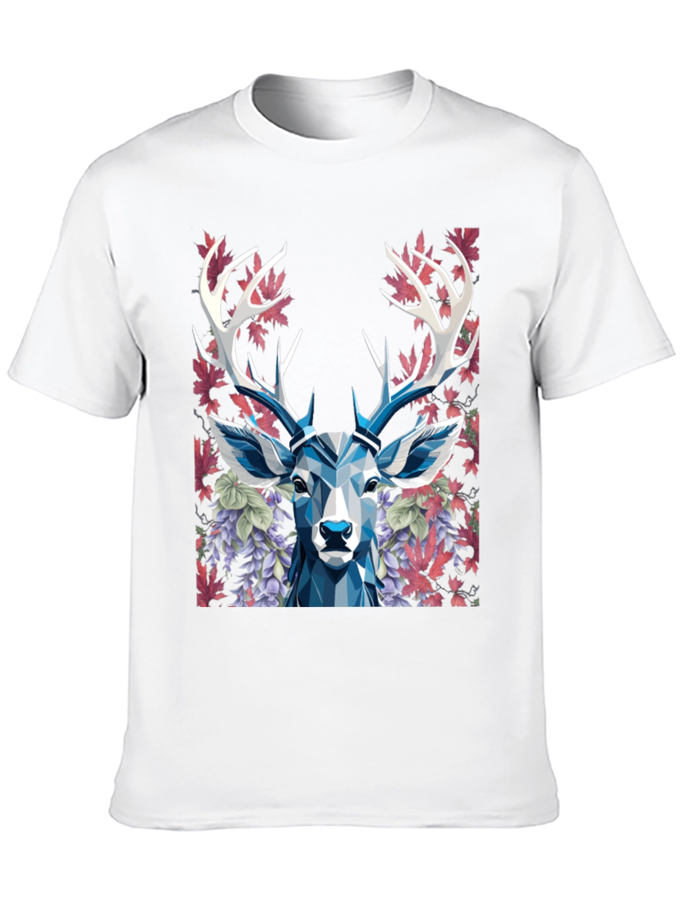 Geometric Deer Floral Graphic T-Shirt
