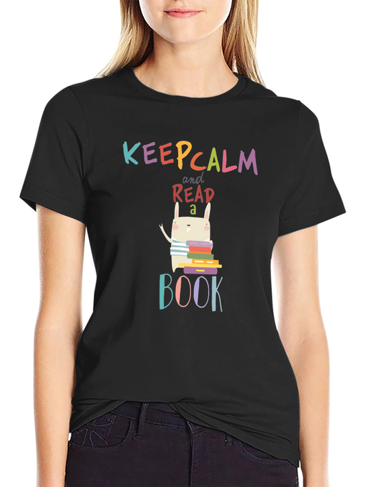 Keep Calm Read a Book T-Shirt Cute Bunny Design