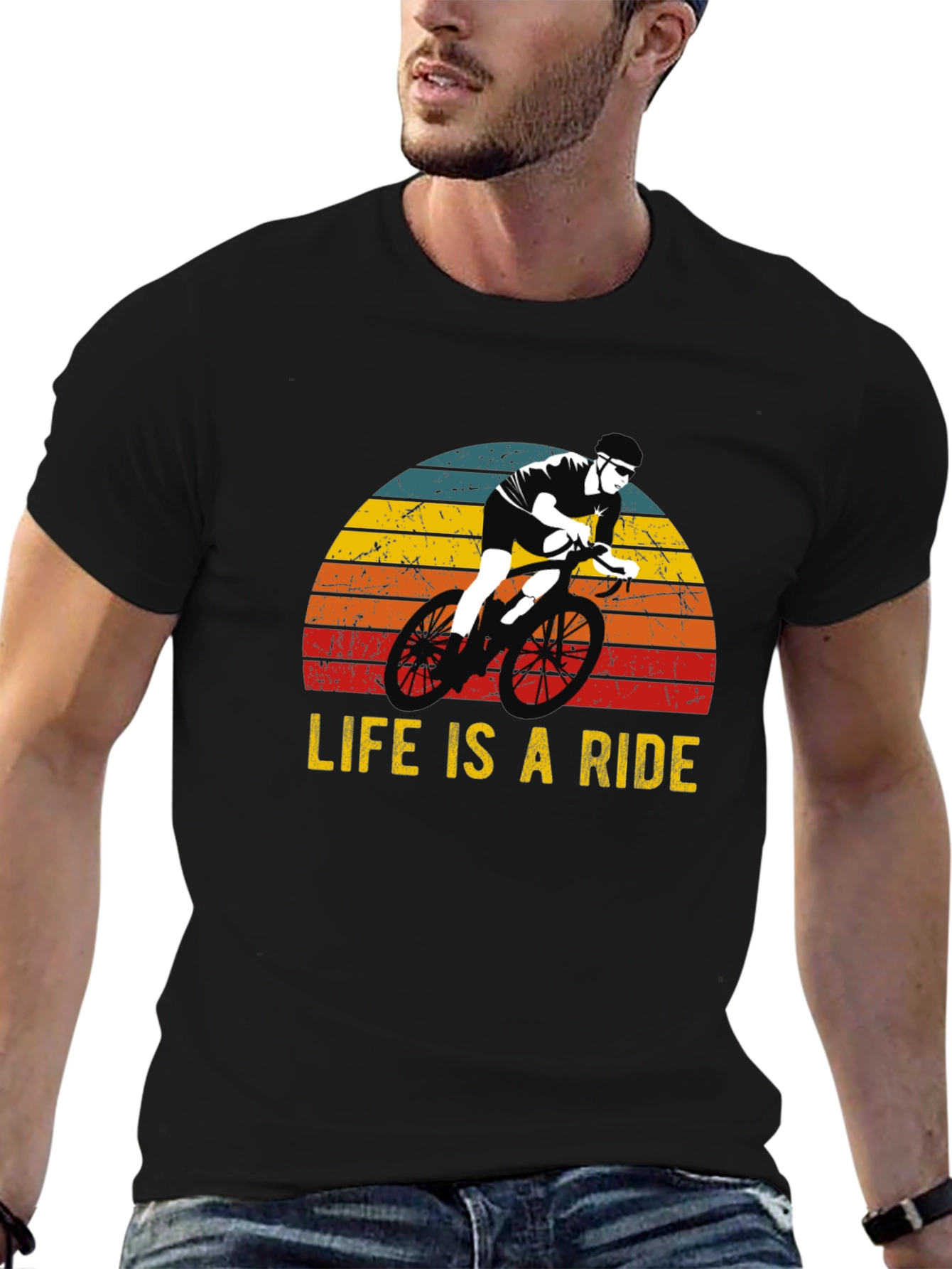 Life is a Ride Cycling T-Shirt - Retro Style