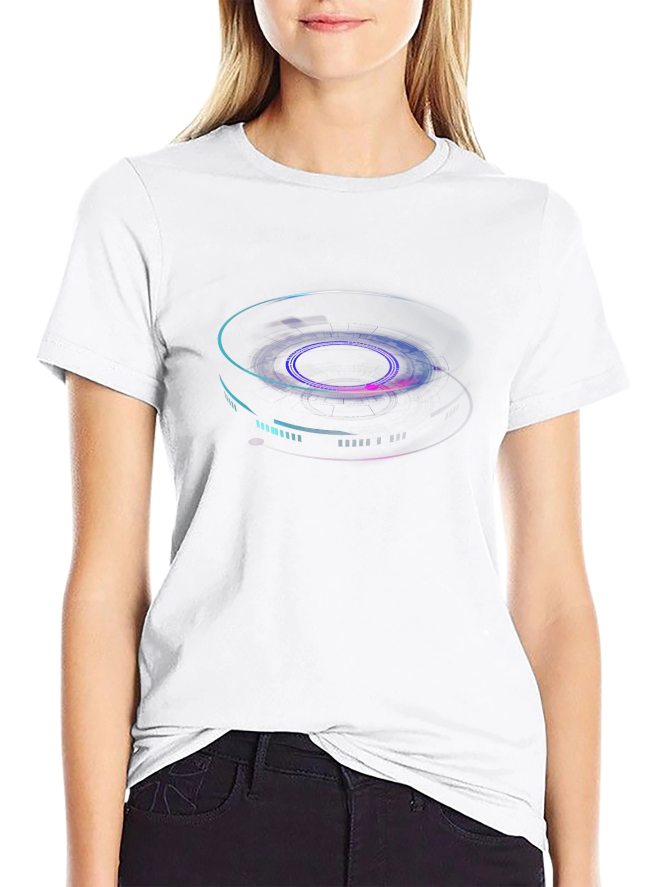 Abstract Neon Graphic Print Black T-Shirt
