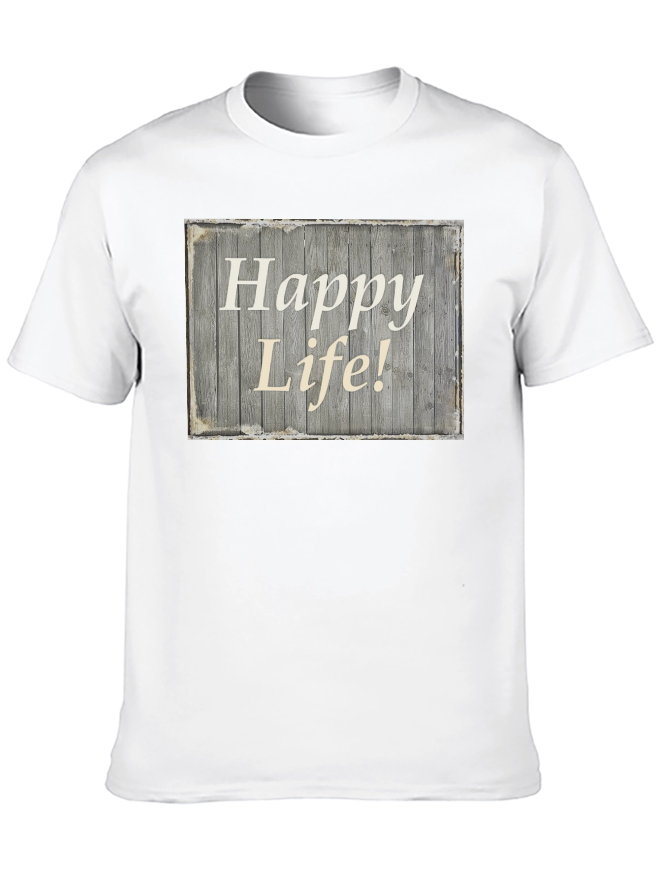Happy Life Graphic Tee - Black Crew Neck T-Shirt