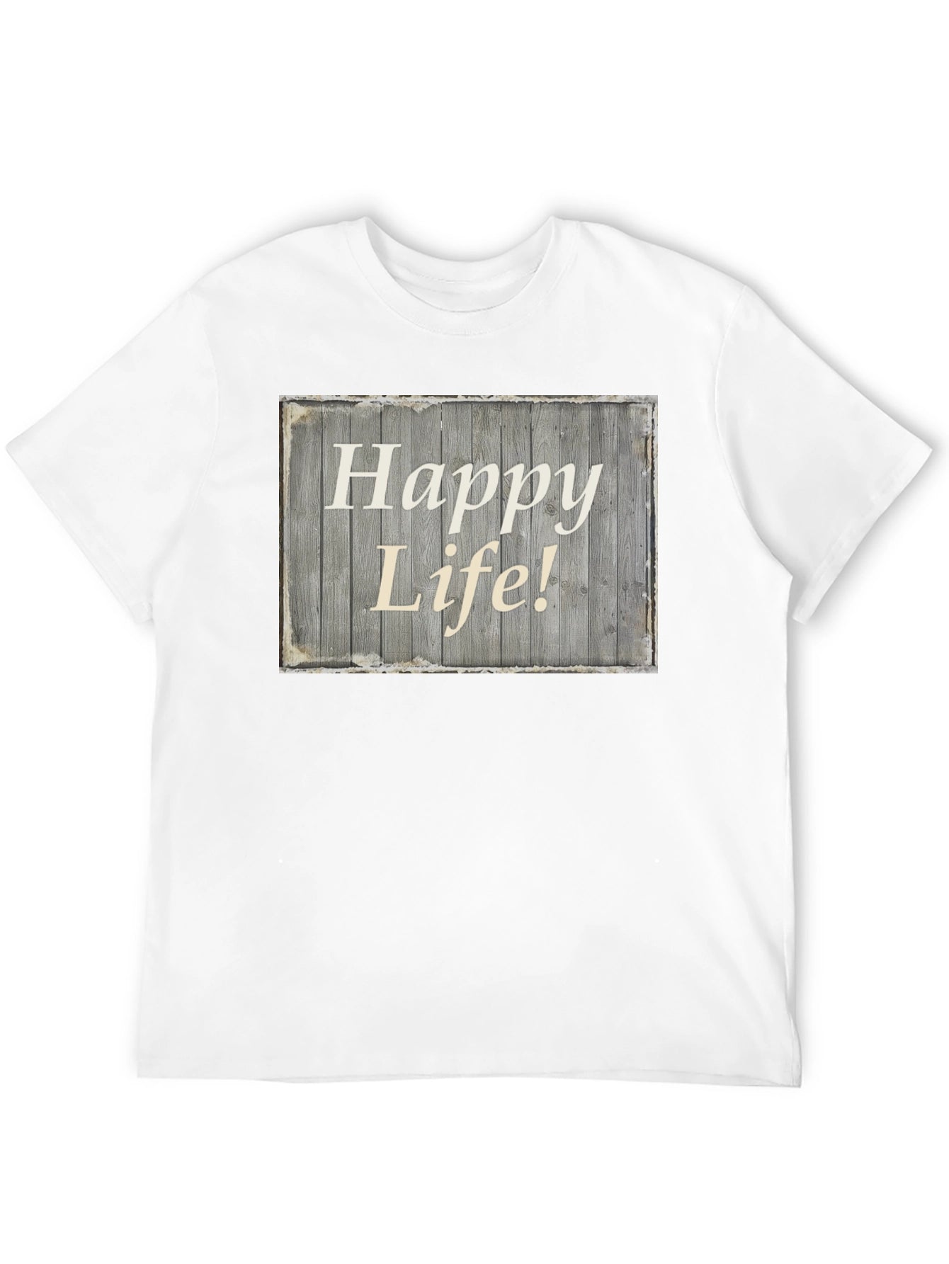 Happy Life Graphic Tee - Black Crew Neck T-Shirt
